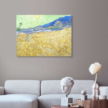 Posterlounge Forex-Bild Vincent van Gogh, Weizenfeld mit Schnitter bei aufgehender Sonne, Wohnzimmer Malerei