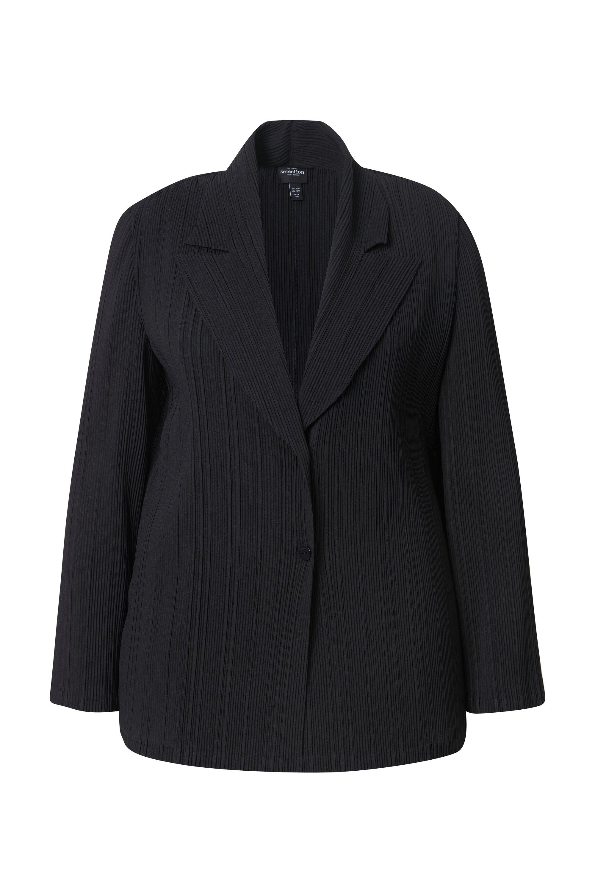 Ulla Popken Blusenblazer Plissee-Blazer Reverskragen Knopfverschluss günstig online kaufen