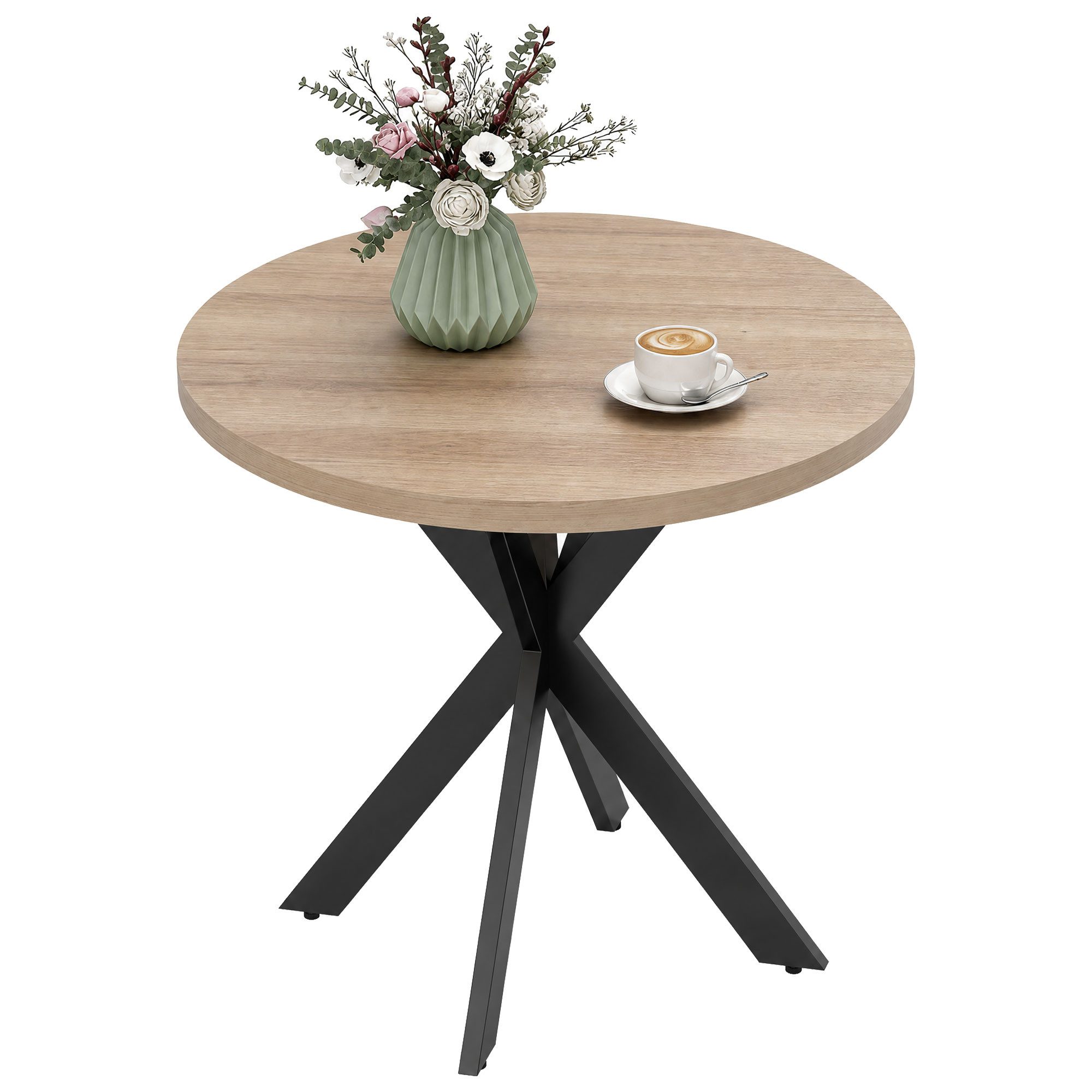 HOMCOM Esstisch Küchentisch für 2-4 Personen modern Esszimmertisch mit Spinnenfuß (Runder Tisch, 1-St., Küchentisch), Ø75 x 75H cm, Braun