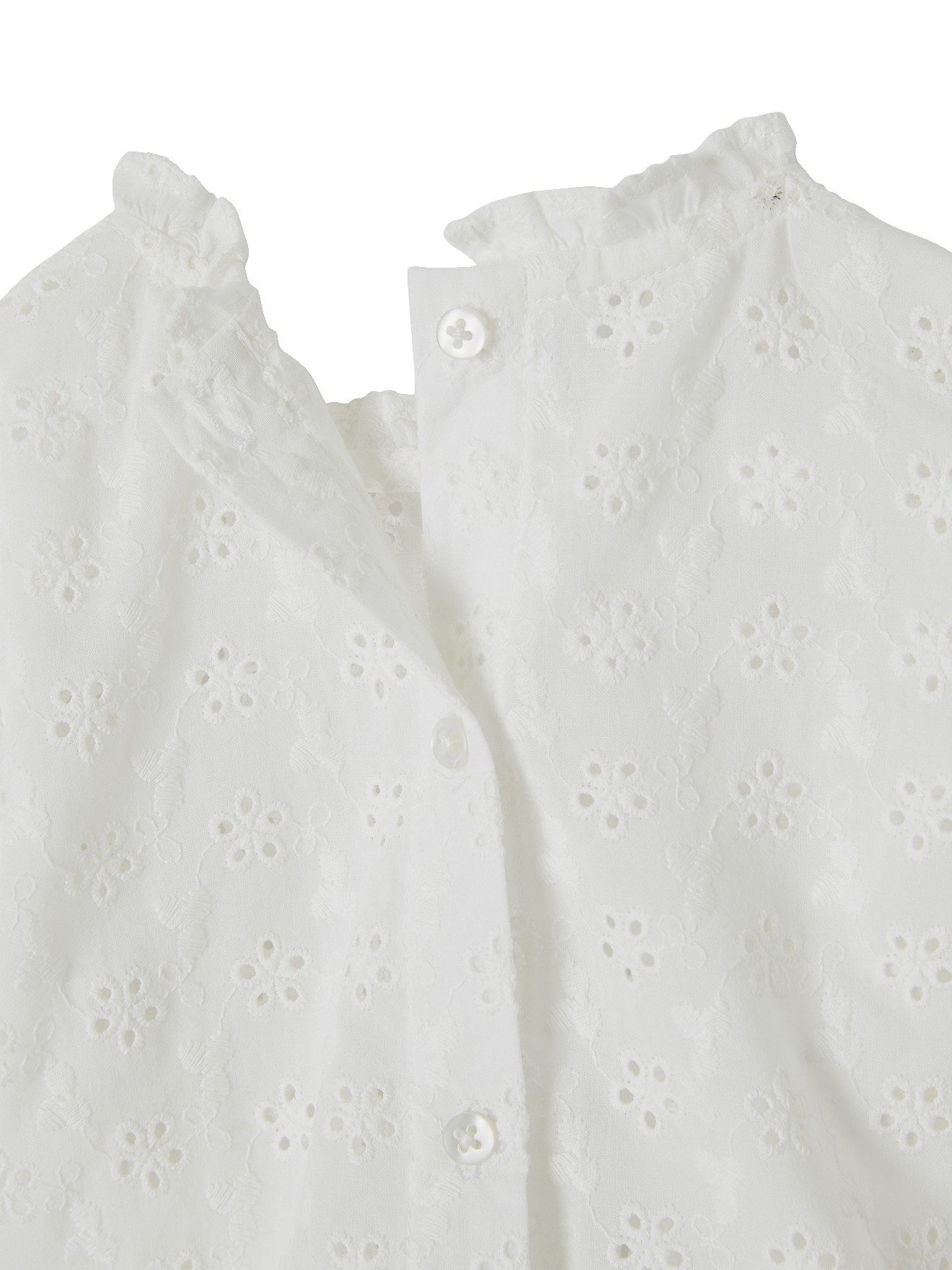 vertbaudet Langarmhemd Mädchen Baby Volantbluse Lochstickerei