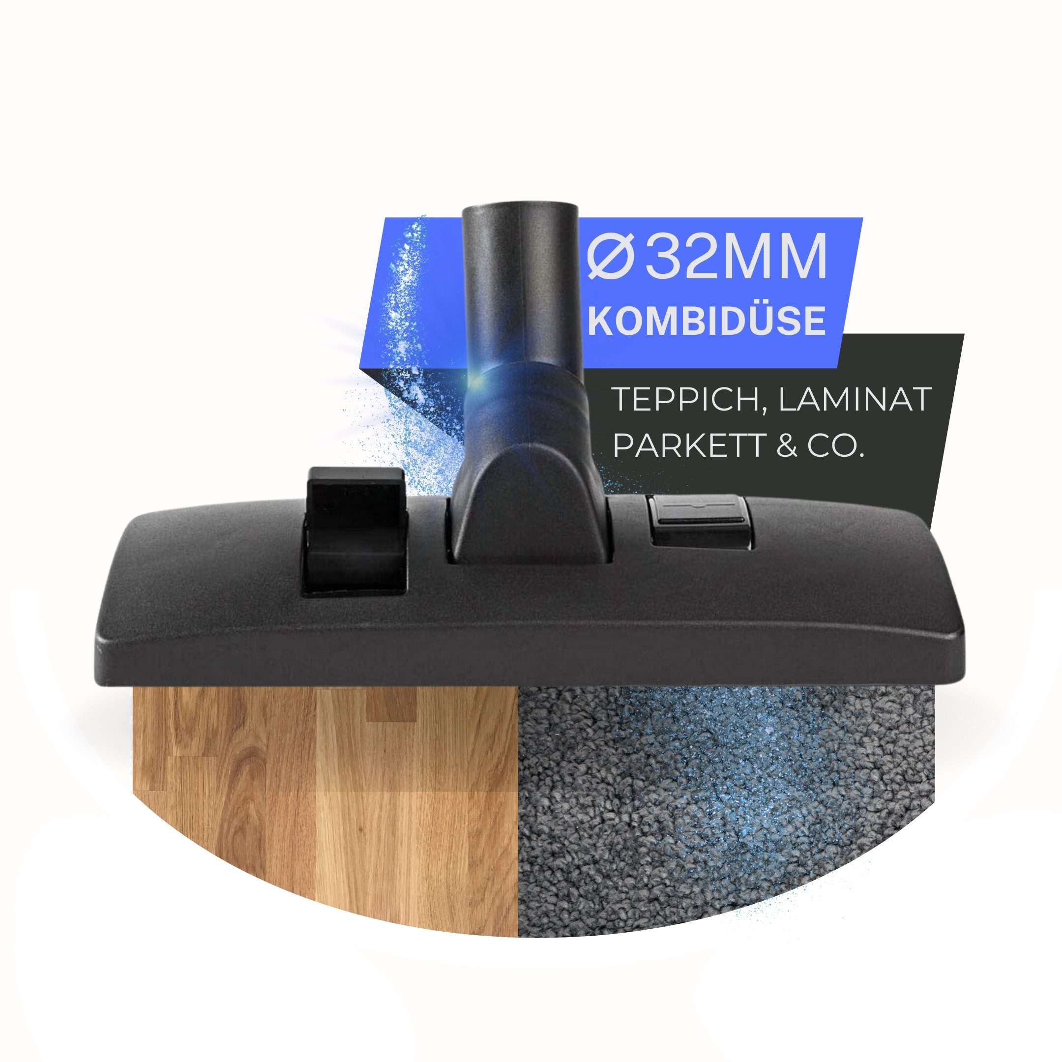 Maxorado Kombidüse 32mm für Thomas 787210 CleanLight 787263 793268 139394 Bodendüse, Zubehör für Staubsauger, Bodensauger, Zentralstaubsauger, (1-tlg), Ersatzteil Staubsauger Düse Bürste