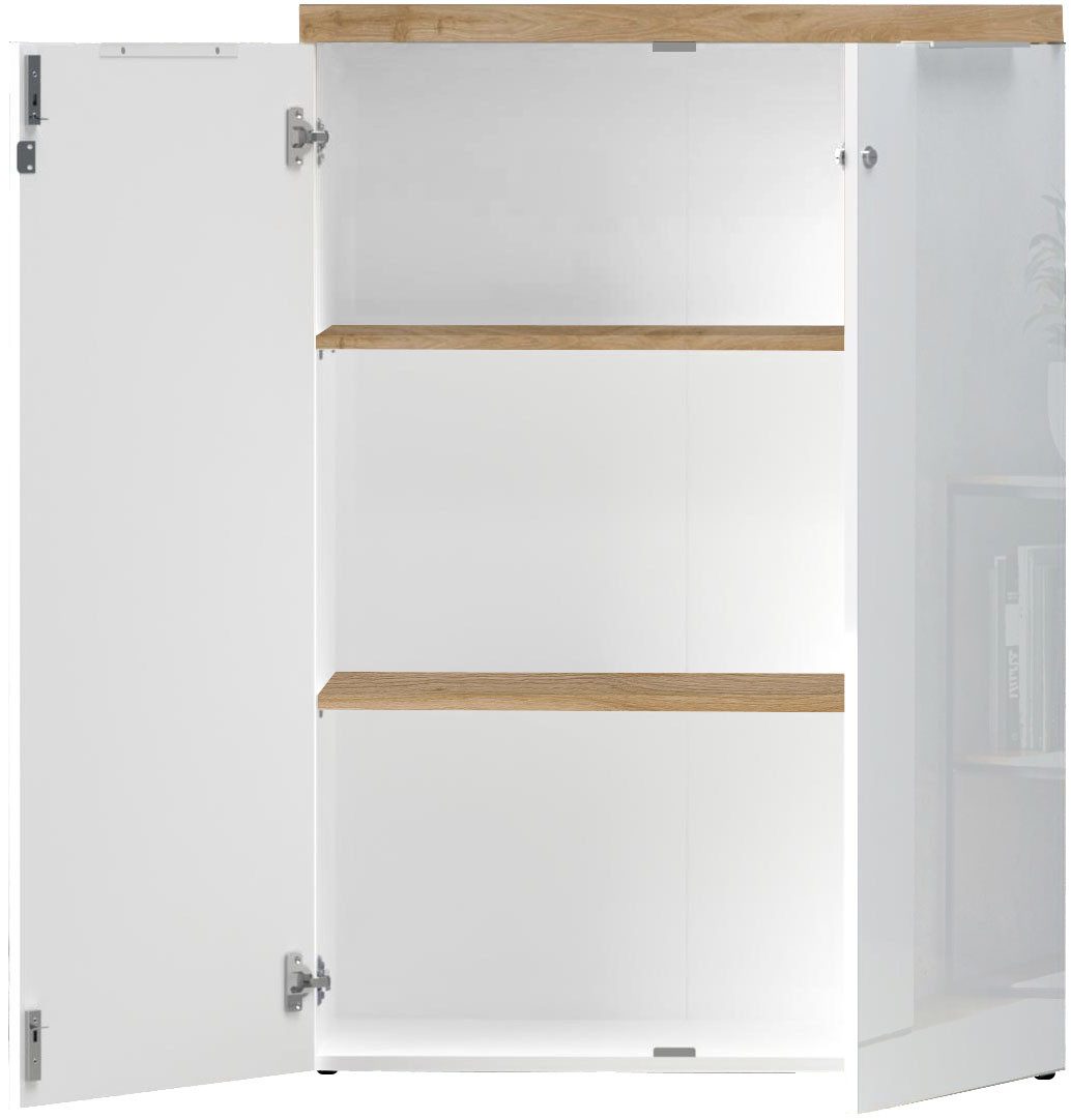 Home affaire Aktenschrank Easy H 115 cm, Büroschrank, Mehrzweckschrank mit 2 Türen Metallgriffe, abschließbar, Top 38 mm stark – Bild 4 von 5