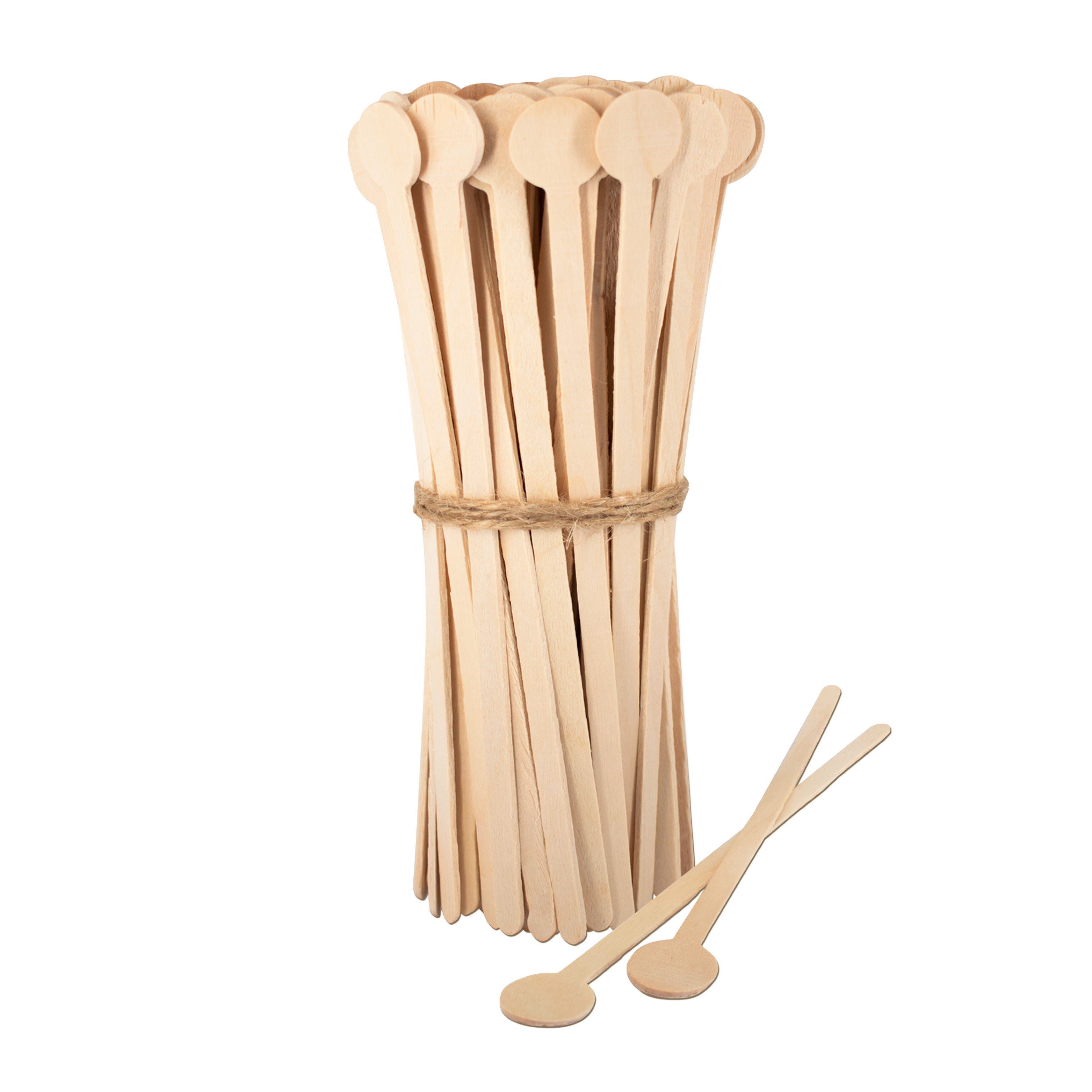 wisefood Rührstab Holz Rühstäbchen mit rundem Griff - 18cm - 100, (100-St)