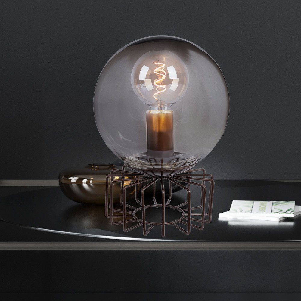 Warmweiß, bronze Farbwechsel, etc-shop Leuchtmittel dimmbar Leuchte Glas Lampe Tisch inklusive, Kugel LED Tischleuchte,