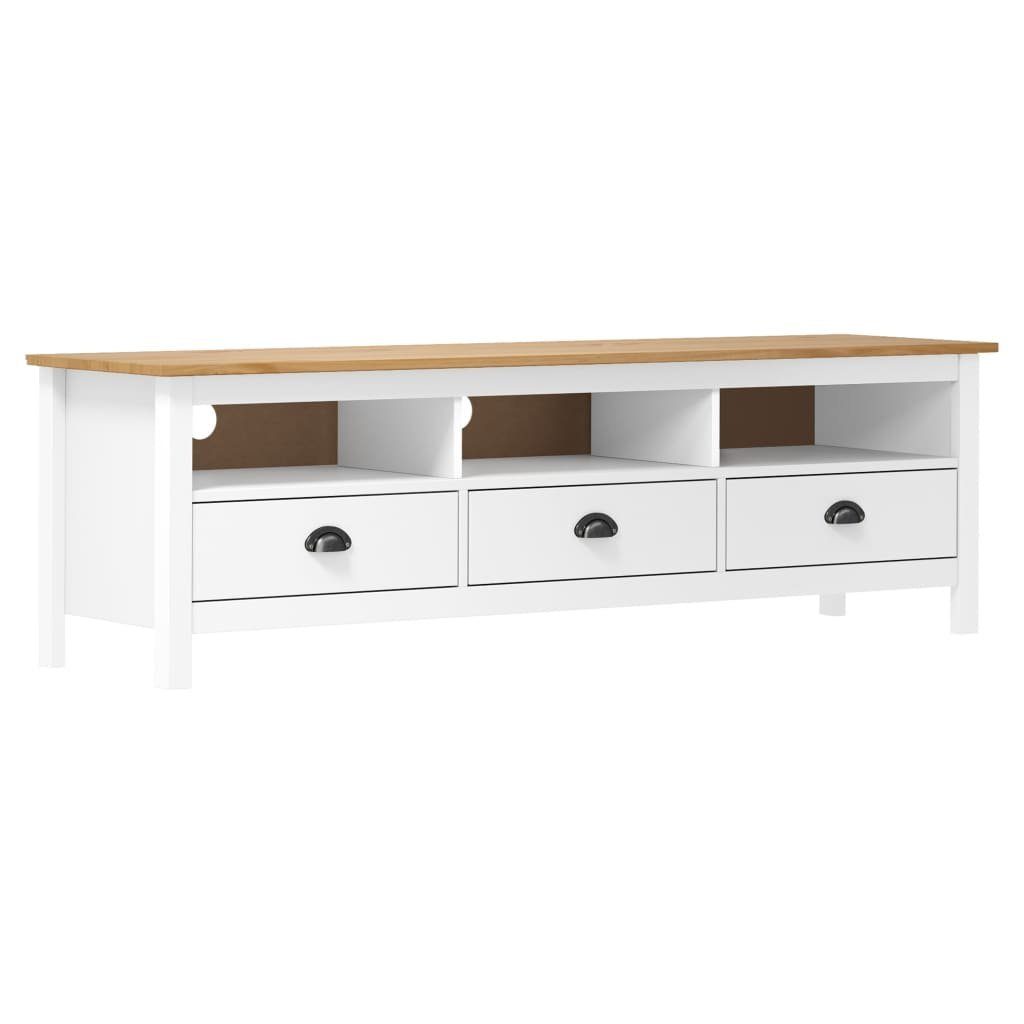 vidaXL TV-Schrank TV-Schrank Hill Weiß 158x40x47 cm Massivholz Kiefer (1-St)