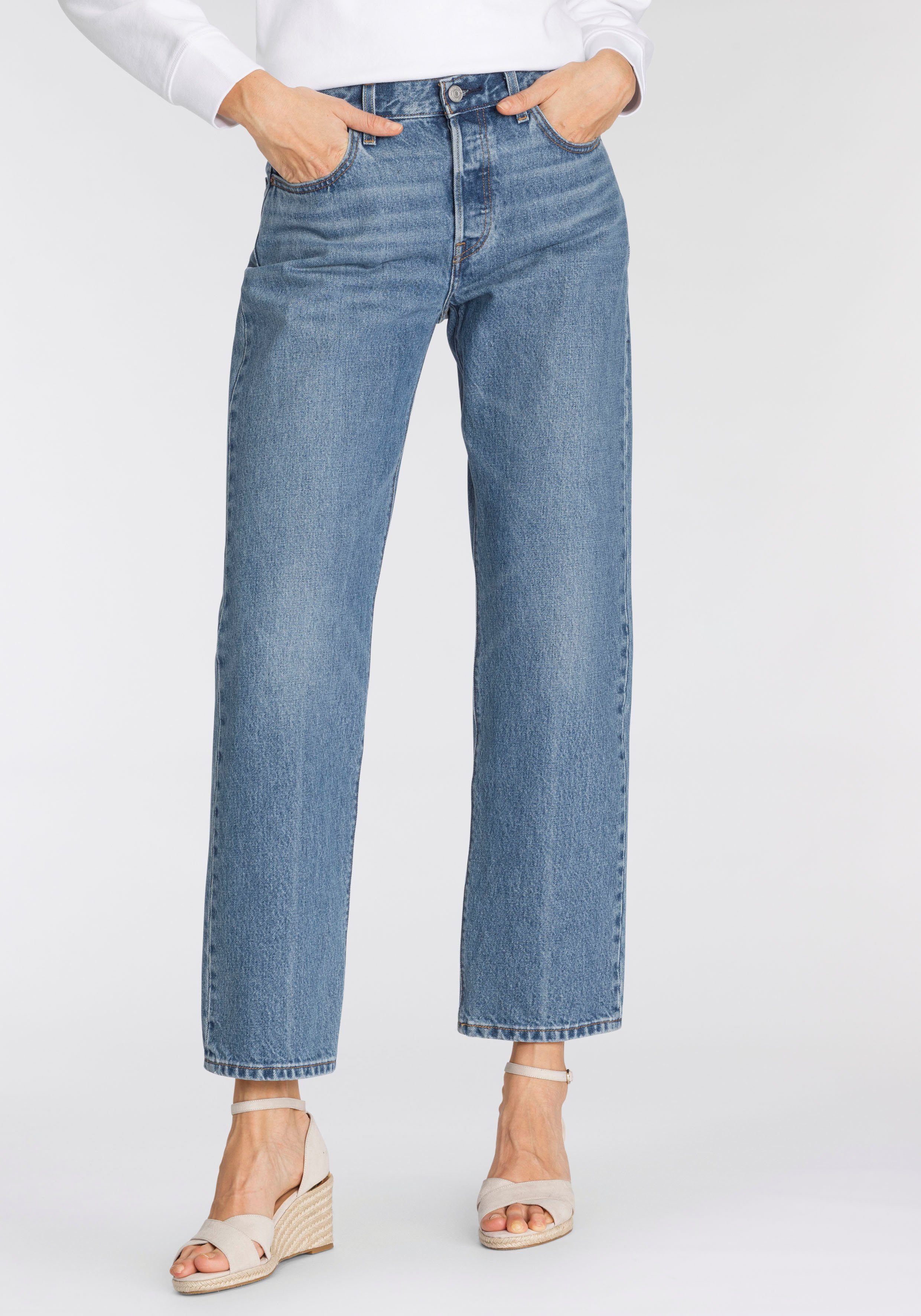 Damen Schlagjeans - Hohe Taille und Dehnbar
