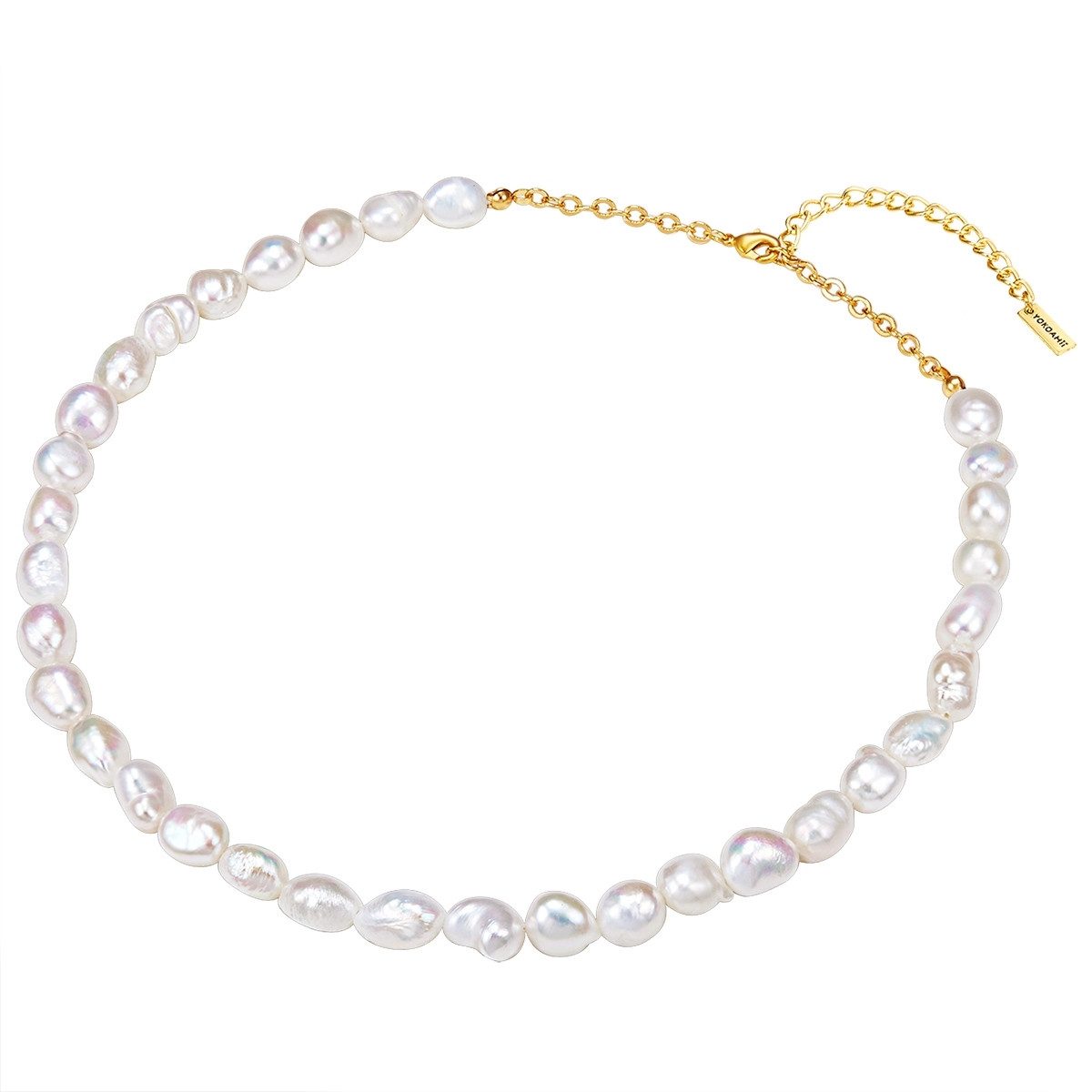 Yokoamii Perlenkette Y69 (1-tlg), Kette gelbgold Süßwasser-Zuchtperle weiß