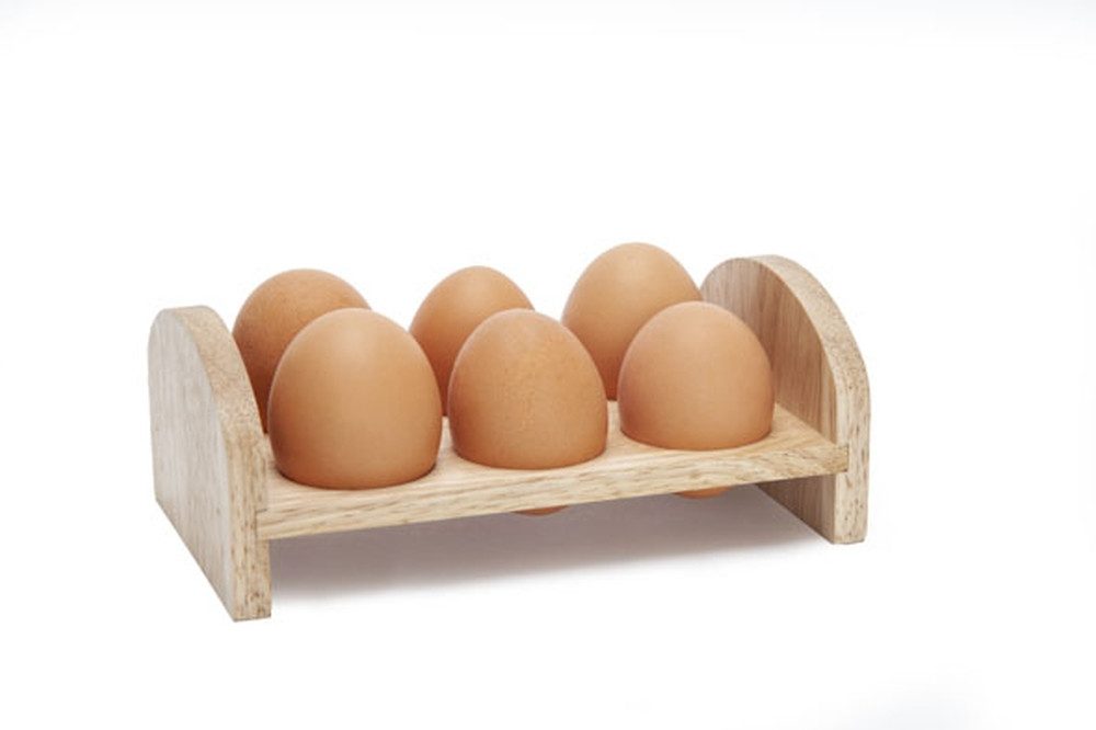 Maxwell & Williams Eierbecher Holz 6-Loch Eier Halter Aufbewahrung Egg Box Eieraufbewahrungsbox, (1-tlg), schlichte weiße 6er Eiervorratsbehälter
