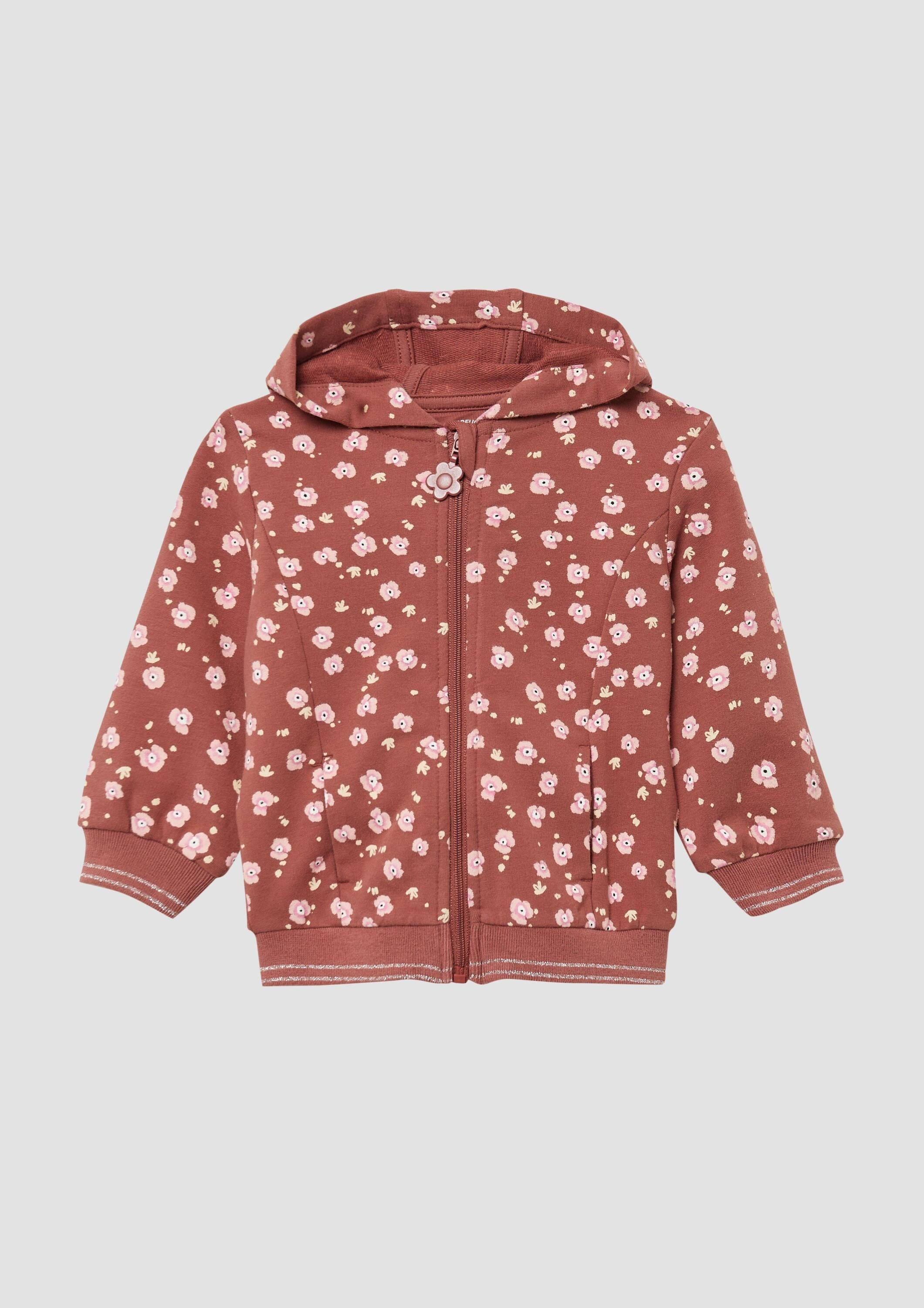 s.Oliver Sweatjacke Sweatshirt Jacke Leichte Sweatjacke mit Kapuze und Glitzer-Details