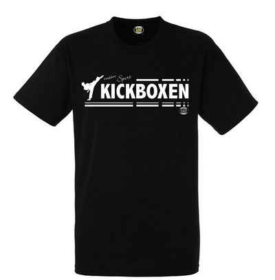 BAY-Sports T-Shirt Kickboxen mein Sport Kickboxshirt Kick-Boxen Kampfsport (100% Baumwolle) Thaiboxen, Muay Thai, Kinder, Erwachsene