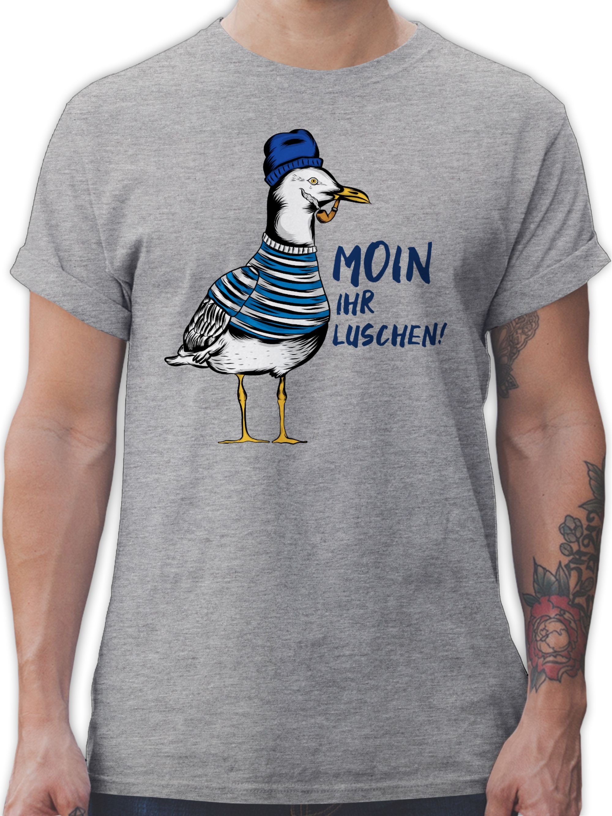 Shirtracer T-Shirt Moin ihr Luschen - Coole Möwe - Schwarz Sprüche Statement