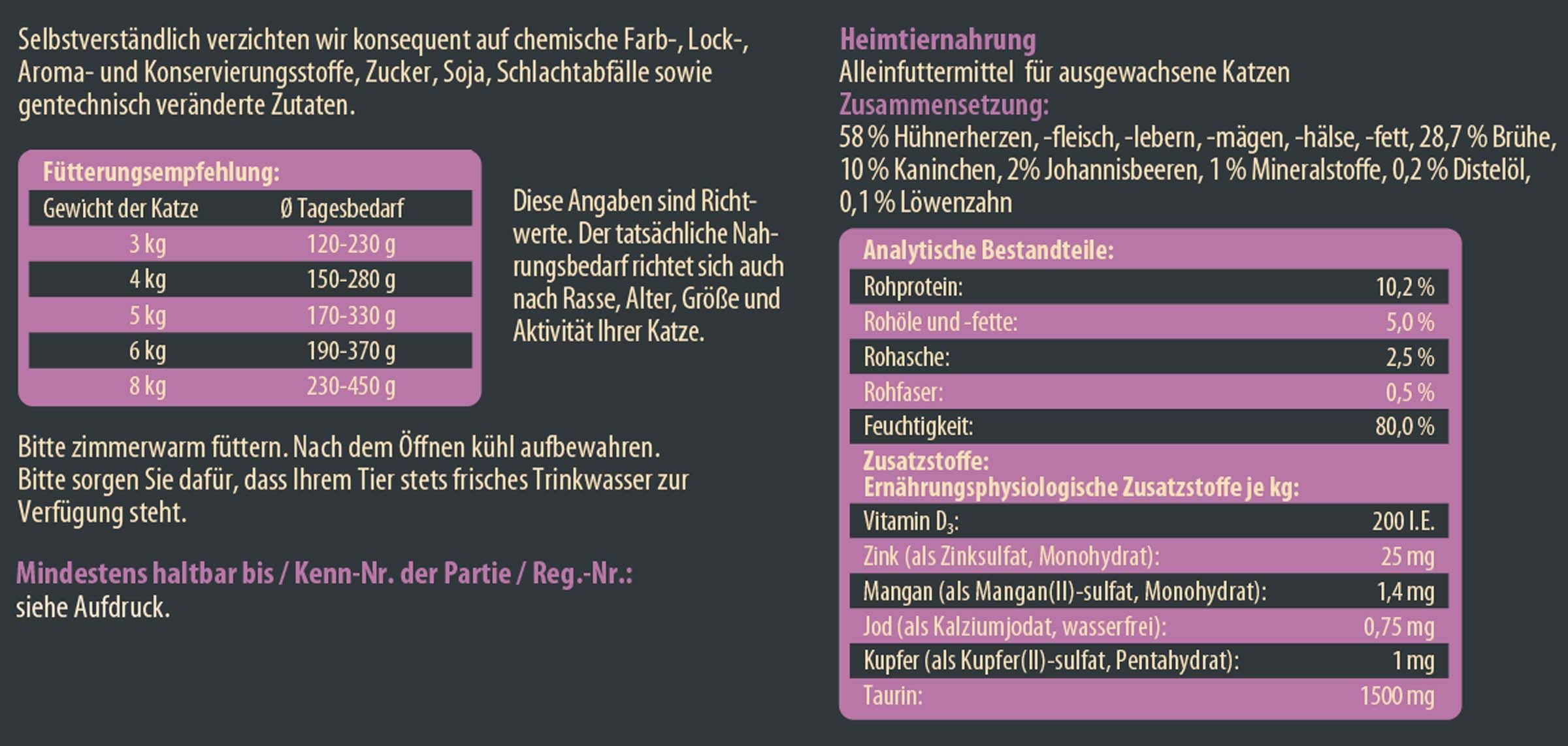 Dehner Wild Nature Heidetal Adult Kaninchen / Huhn, 6 x 400 g Dose Kaninchen, Nassfutter für: Katze, Nassfutter für ausgewachsene Katzen, getreidefrei / zuckerfrei