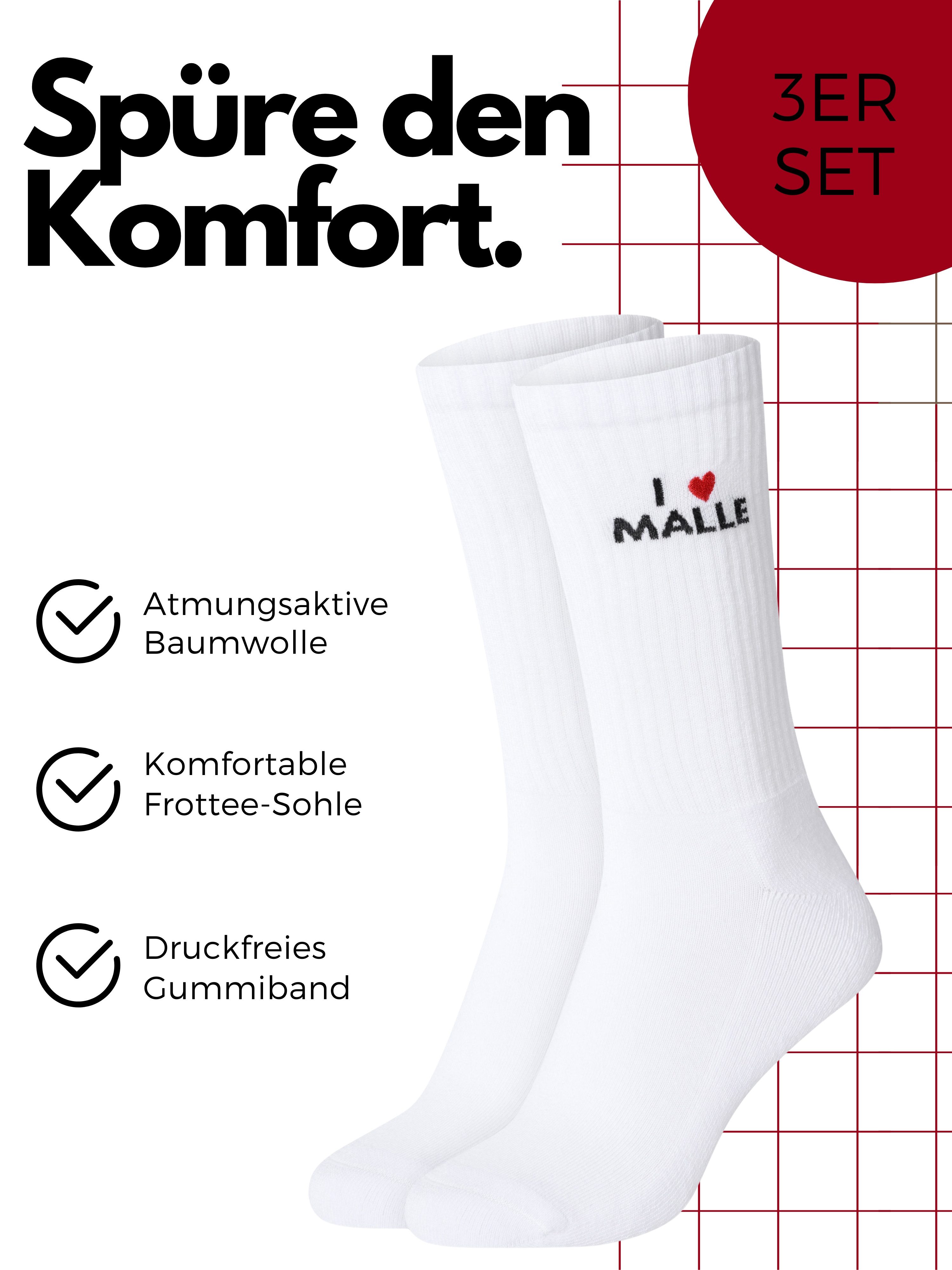 Studio Nolis Tennissocken Malle - Socken Mallorca Party - Damen & Herren (Set, 3-Paar) Baumwolle