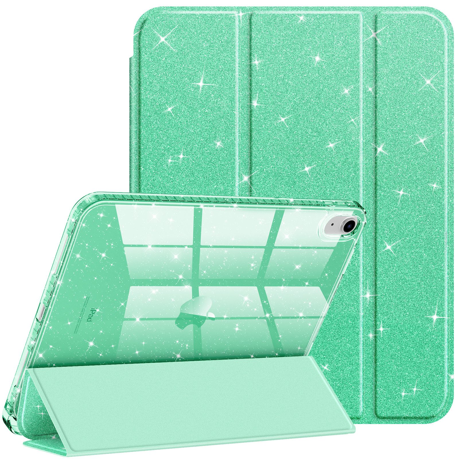 Fintie Tablet-Hülle für iPad 11 Generation 11 Zoll 2025(A16), iPad 10 Generation 2022, mit Stifthalter, Glitzernde Stoßfeste Case mit Glänzende Rückseite