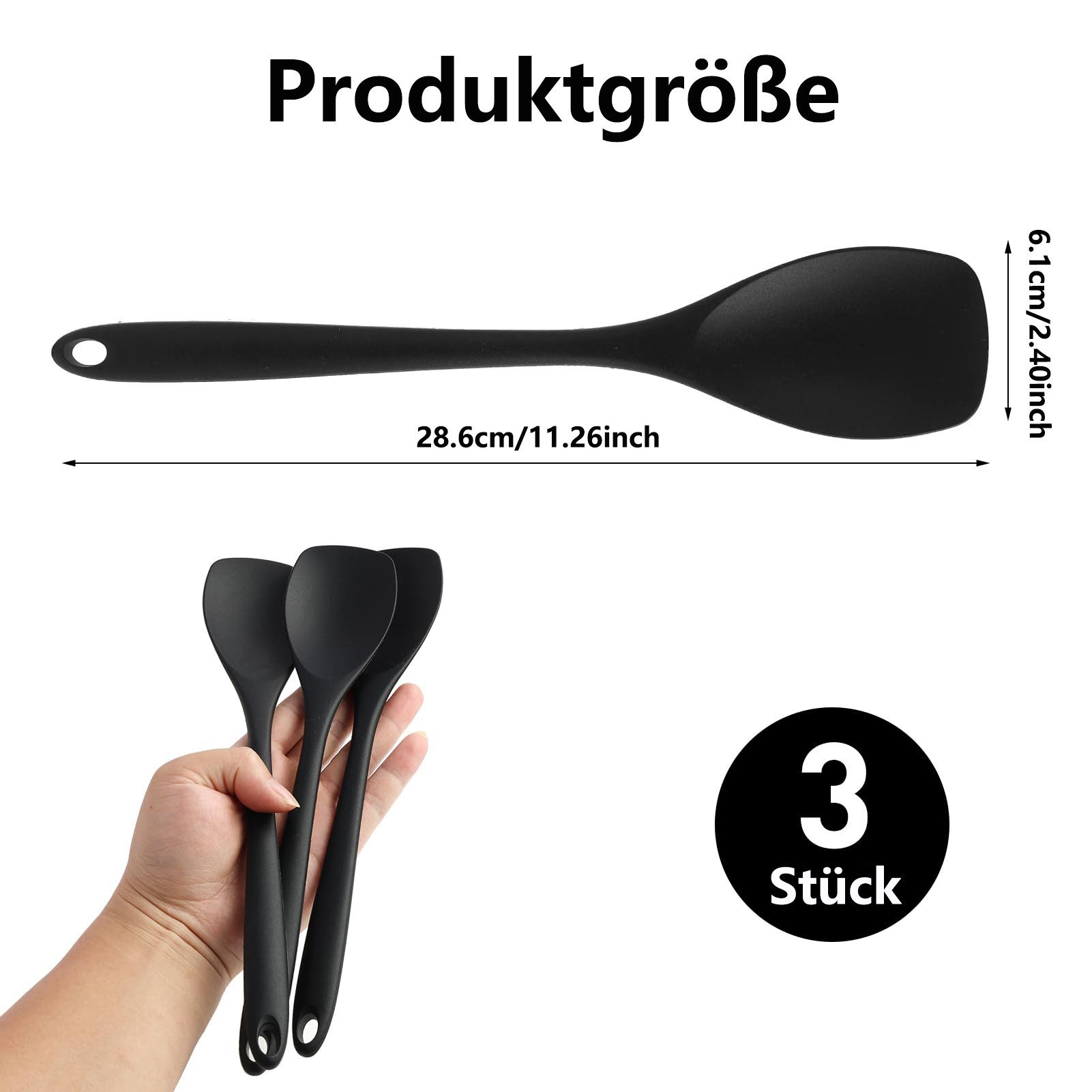 FOUORTUNATE-BEE Kochlöffel 3 Stück Rühr Kochlöffel Hitzebeständig Ergonomischer Griff, ideal für Antihaftkochgeschirr, Spülmaschinengeeignet