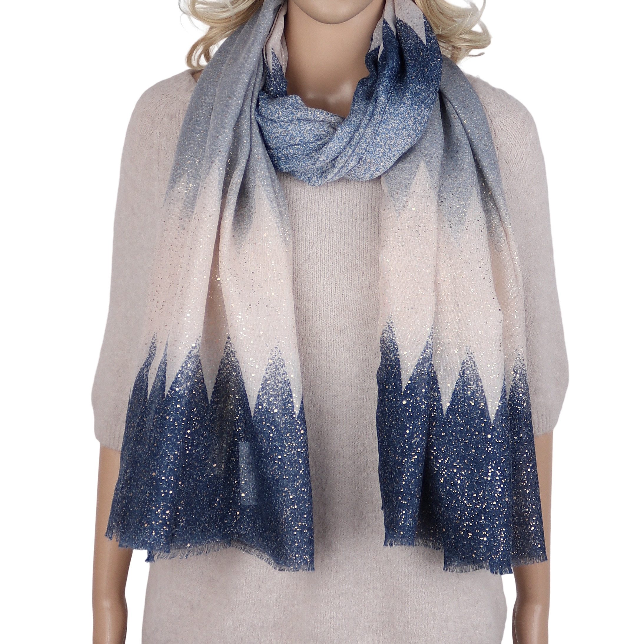 MIRROSI Modeschal Damen Schal XXL 85x180 cm – Glitzerschal aus 100% Viskose, (Neue Kollektion herbst/Winter 2026), leichter Ganzjahresschal mit Farbverlauf