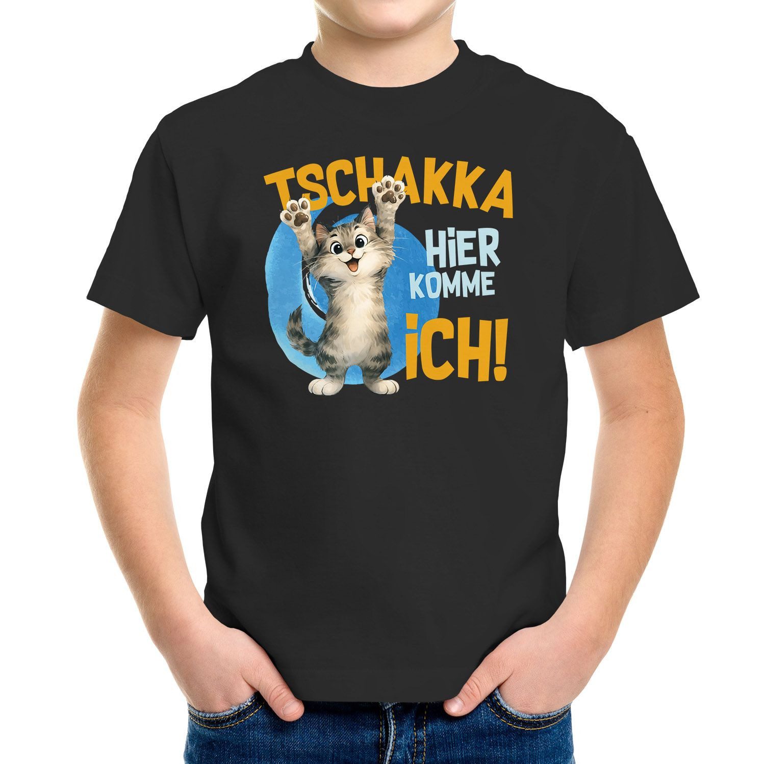 Print-Shirt Kinder T-Shirt Tschakka Hier komme ich Lustige Comic Tiermotiv-Shirts
