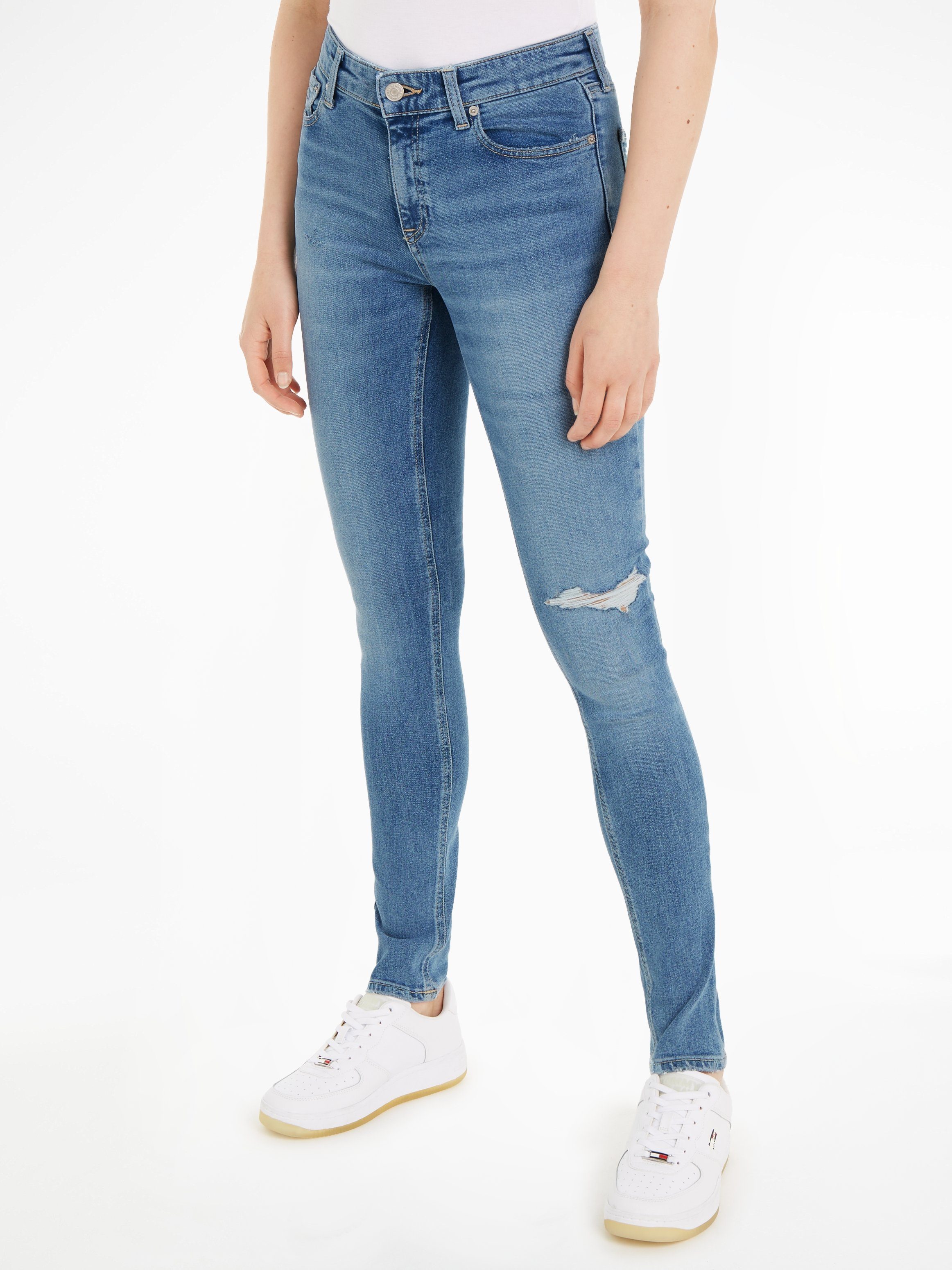 Tommy Jeans Skinny-fit-Jeans Nora mit Tommy Jeans Markenlabel & Badge Farbe light denim3