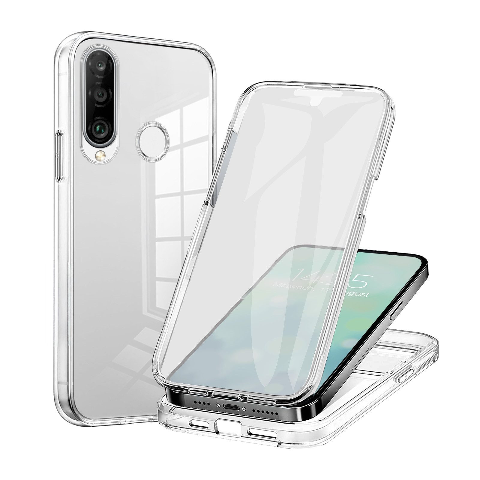 Tec-Expert Handyhülle 360 Grad Hülle für Huawei P30 Lite 6.15 Zoll, 6.15", Rundum Schutz Cover Case Hülle Transparent