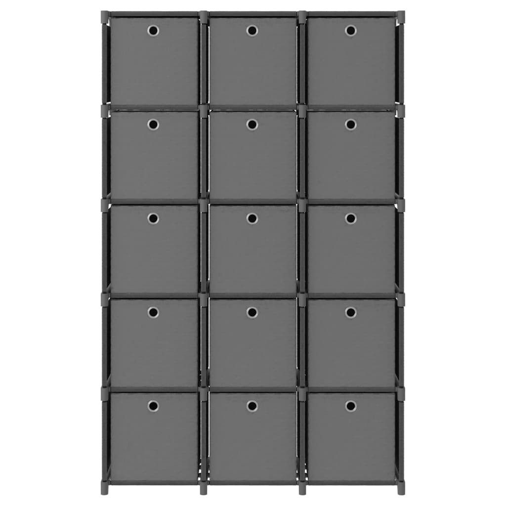 vidaXL Regalwürfel, Würfelregal mit 15 Boxen Grau 103x30x175,5 cm Stoff