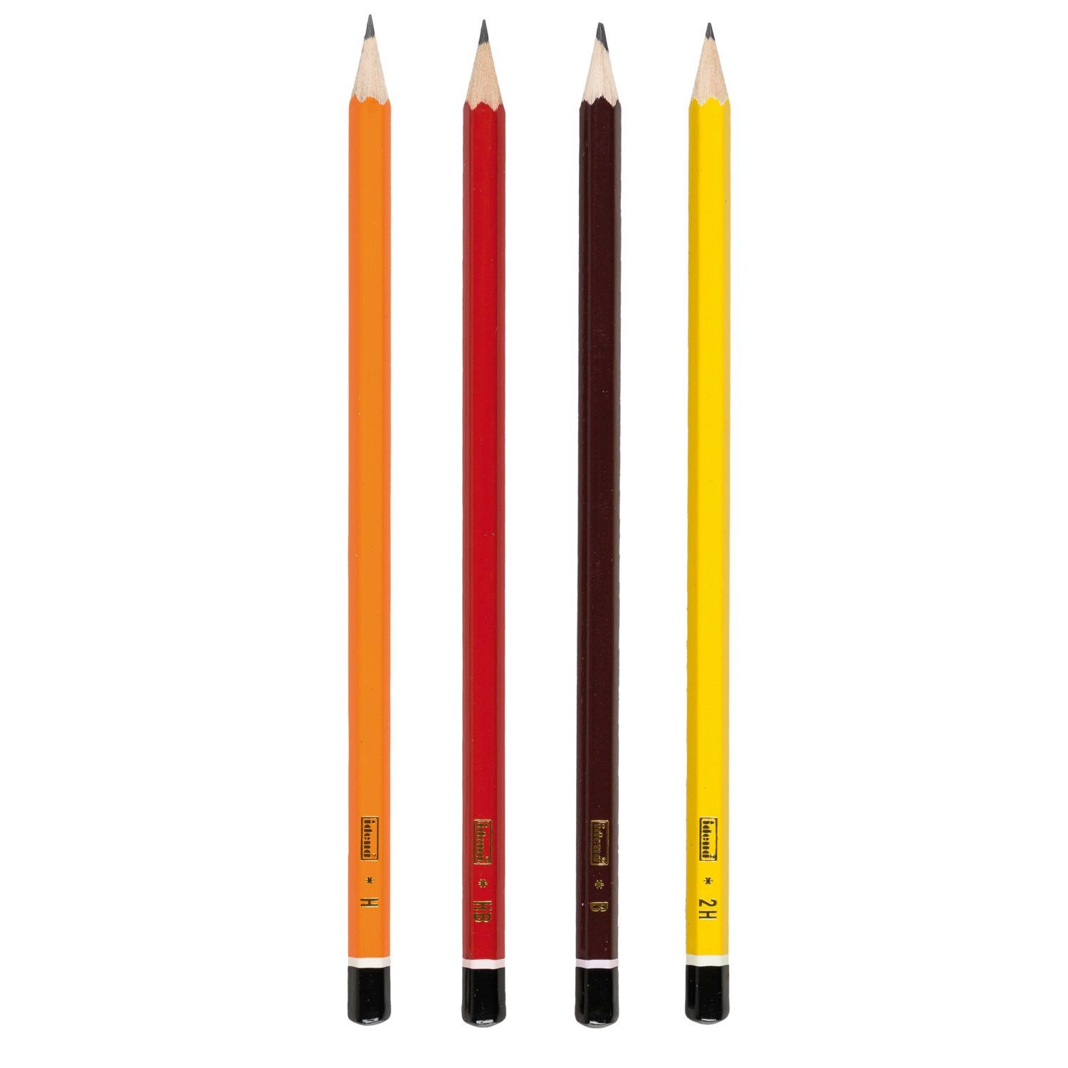 Idena Bleistift Idena Bleistifte H/HB/B/2H schwarz/rot/orange/gelb 4 Stück Blister