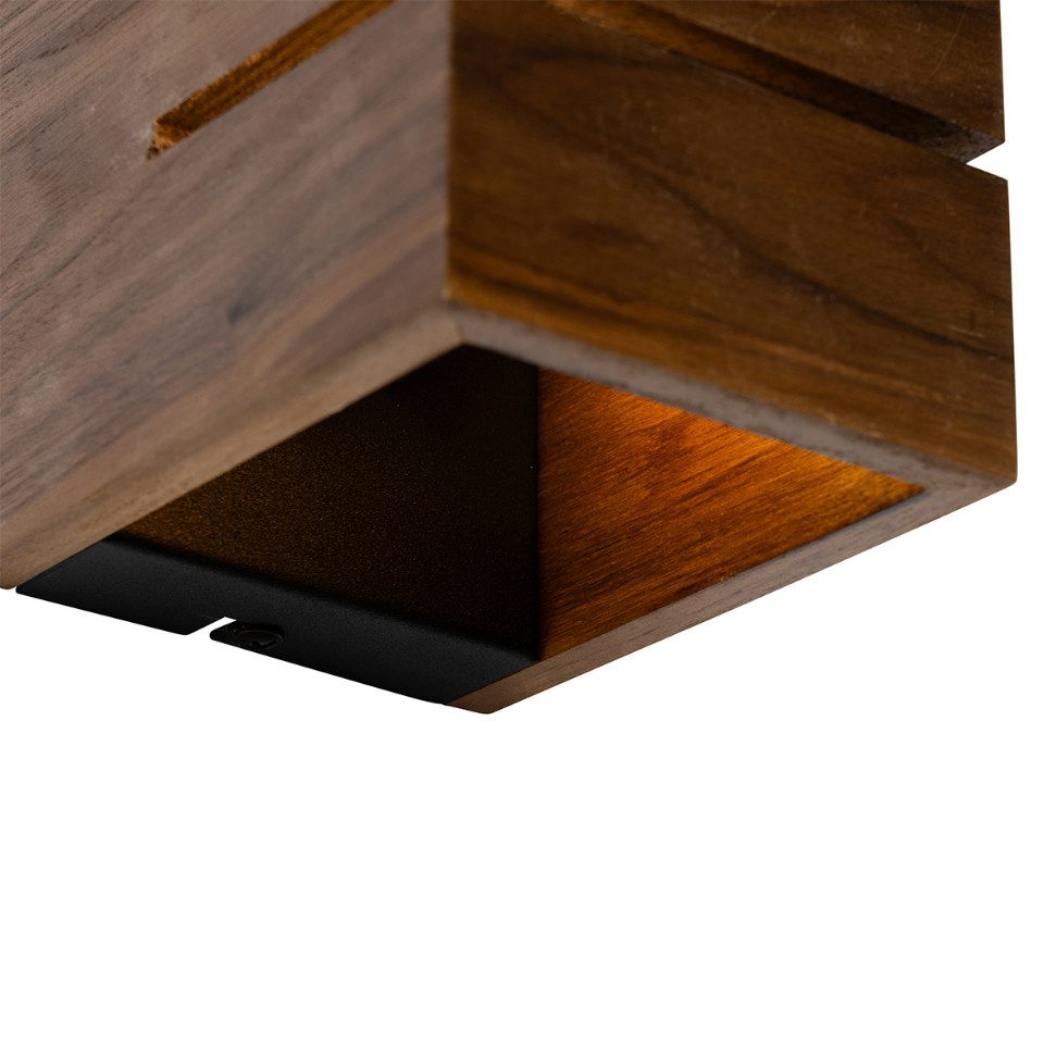 Qazqa Wandleuchte Transfer groove, ohne Leuchtmittel, Warmweiß, QAZQA Wand­leuchte, g9, Braun, Holz, Landhaus
