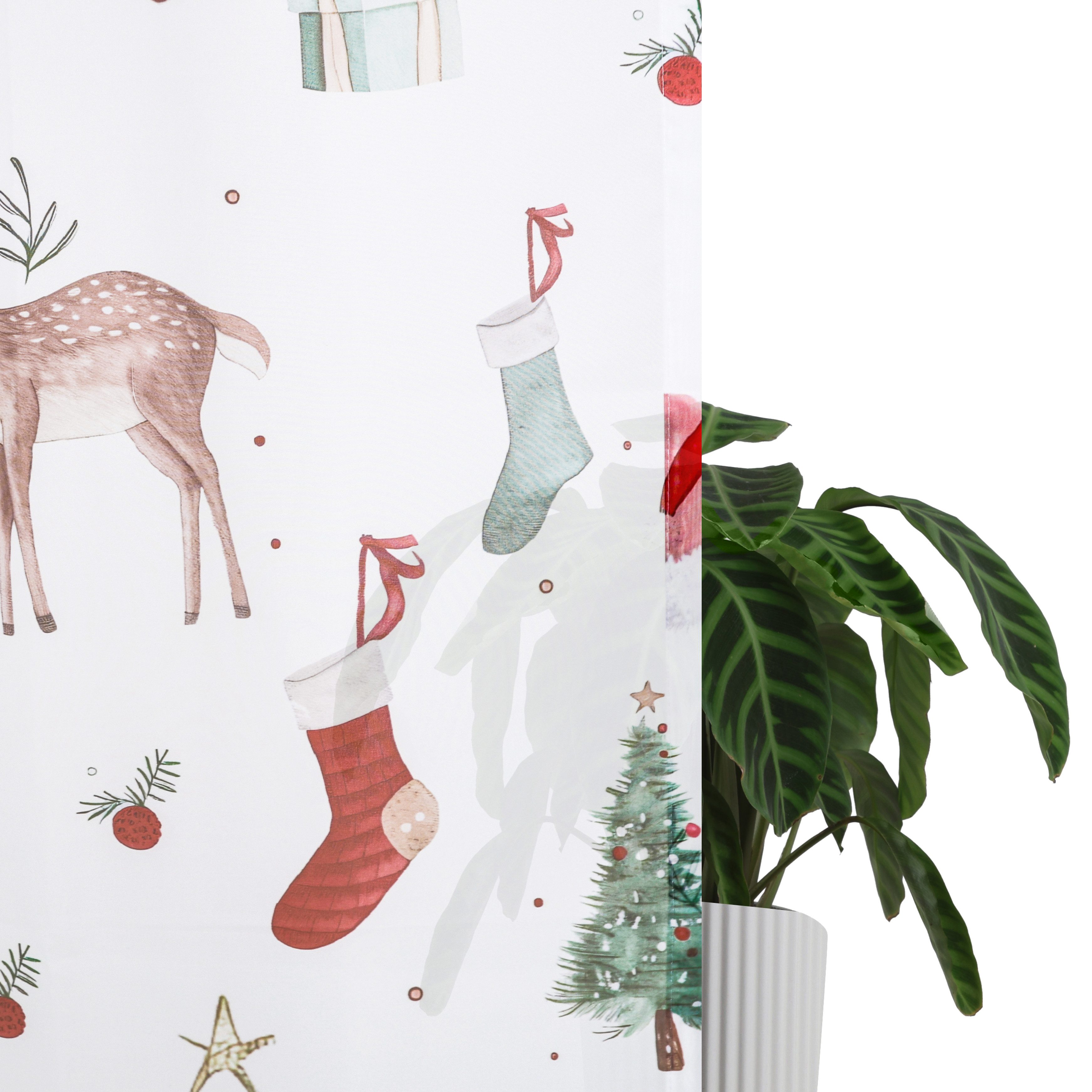 OTTO home Scheibengardine Olwyn (1 St), Stangendurchzug, transparent, weihnachtlich, transparent, bedruckt, schöne Haptik