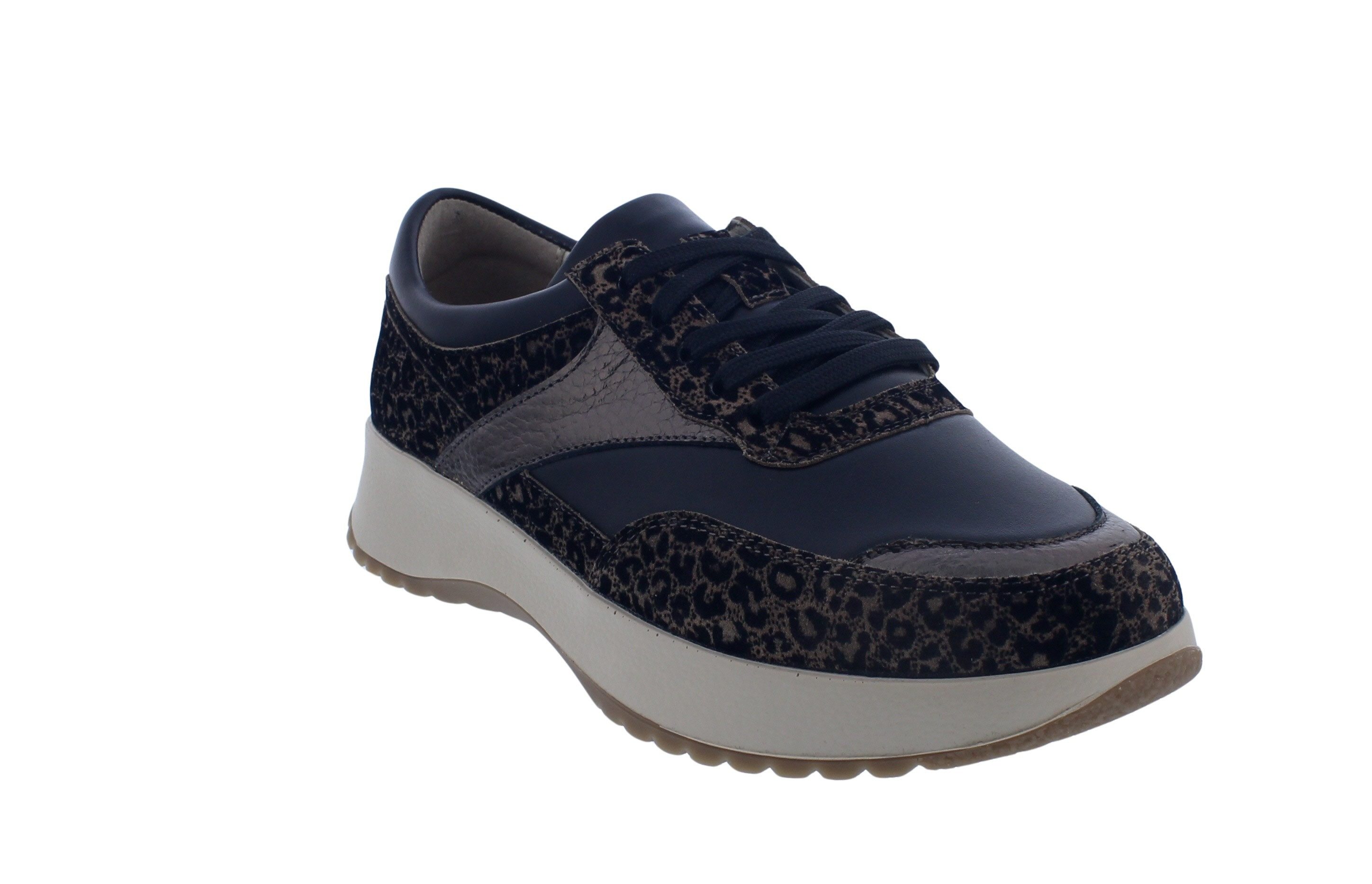 BERKEMANN Berkemann Loreen Halbschuh 3783-451, Braun/ Animal, Velour/ Stretch, W Schnürschuh