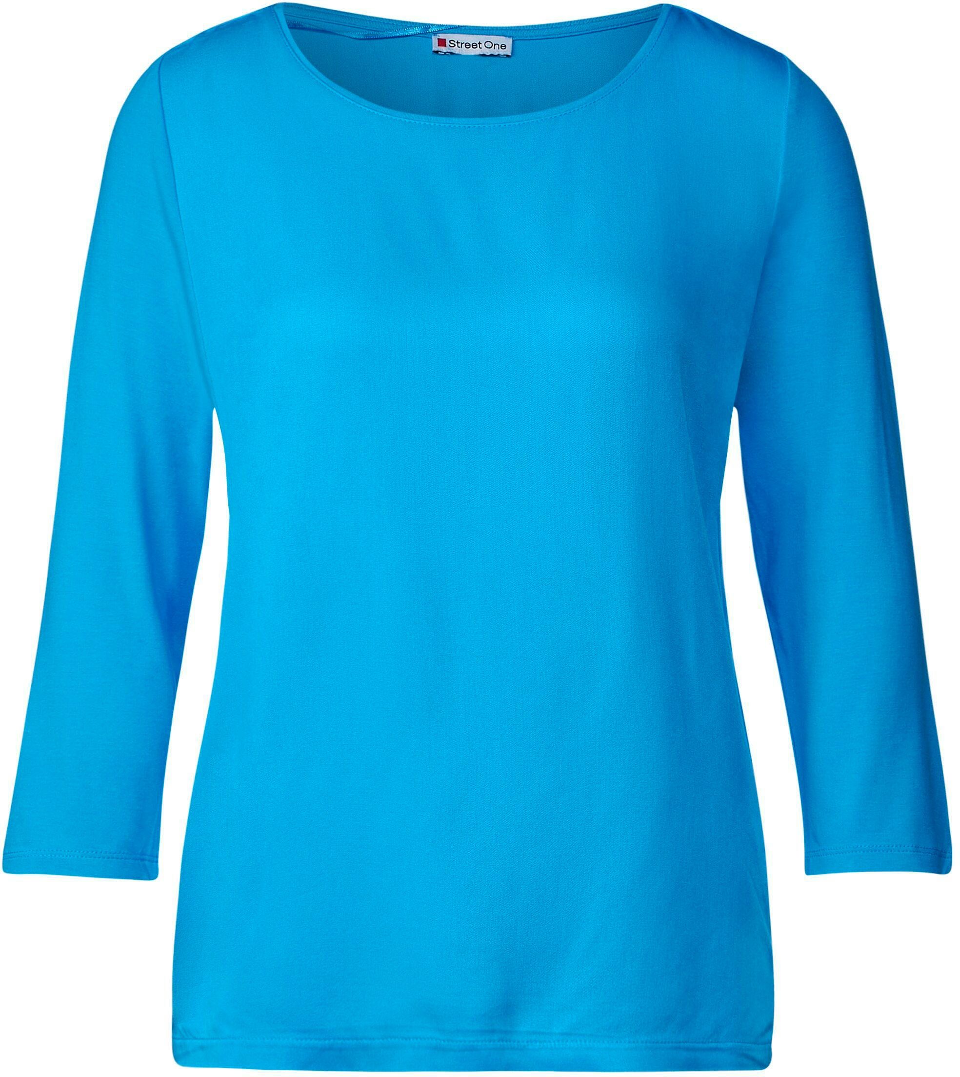 STREET ONE 3/4-Arm-Shirt STYLE splash blue Rundhalsausschnitt EVI mit