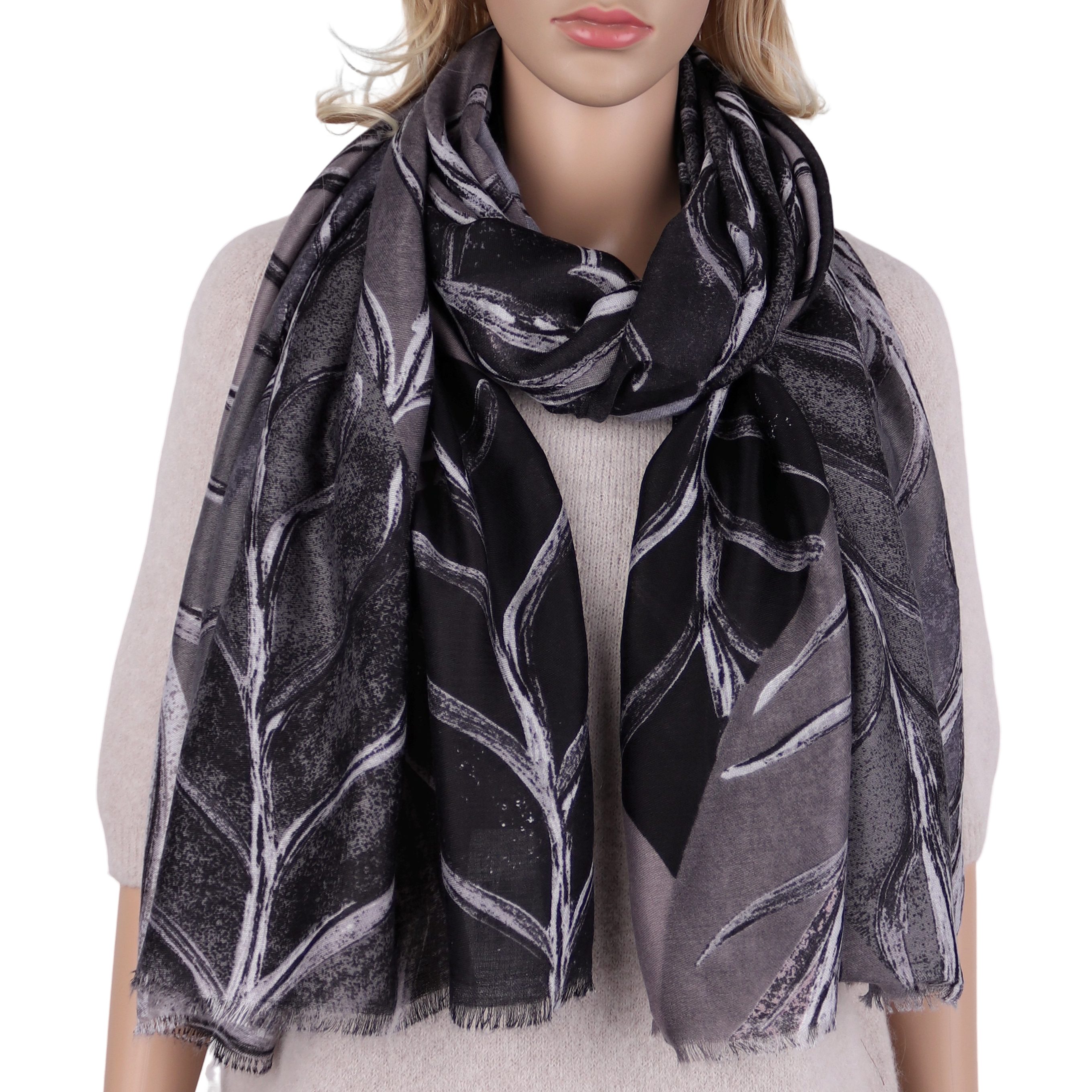 MIRROSI Modeschal Weich XXL ca.90x180cm Schal Blätter Muster, (Blatt Muster günstig online kaufen