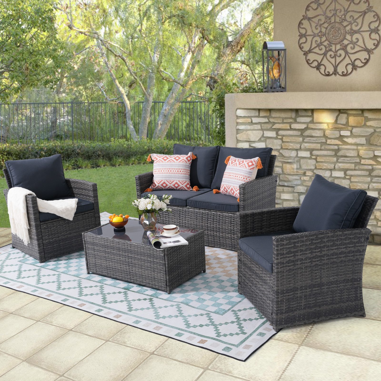 JOIVI Gartenlounge-Set Gartenmöbel Set Sitzgruppe Balkon günstig online kaufen