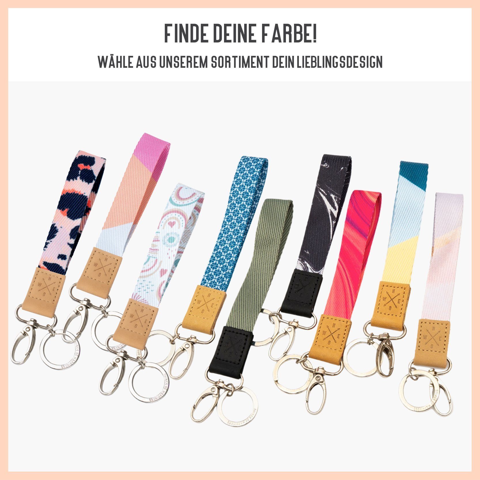 Things of Happiness Schlüsselanhänger Schlüsselband kurz mit Schlüsselring und Karabiner, kurzes Lanyard, Geschenk