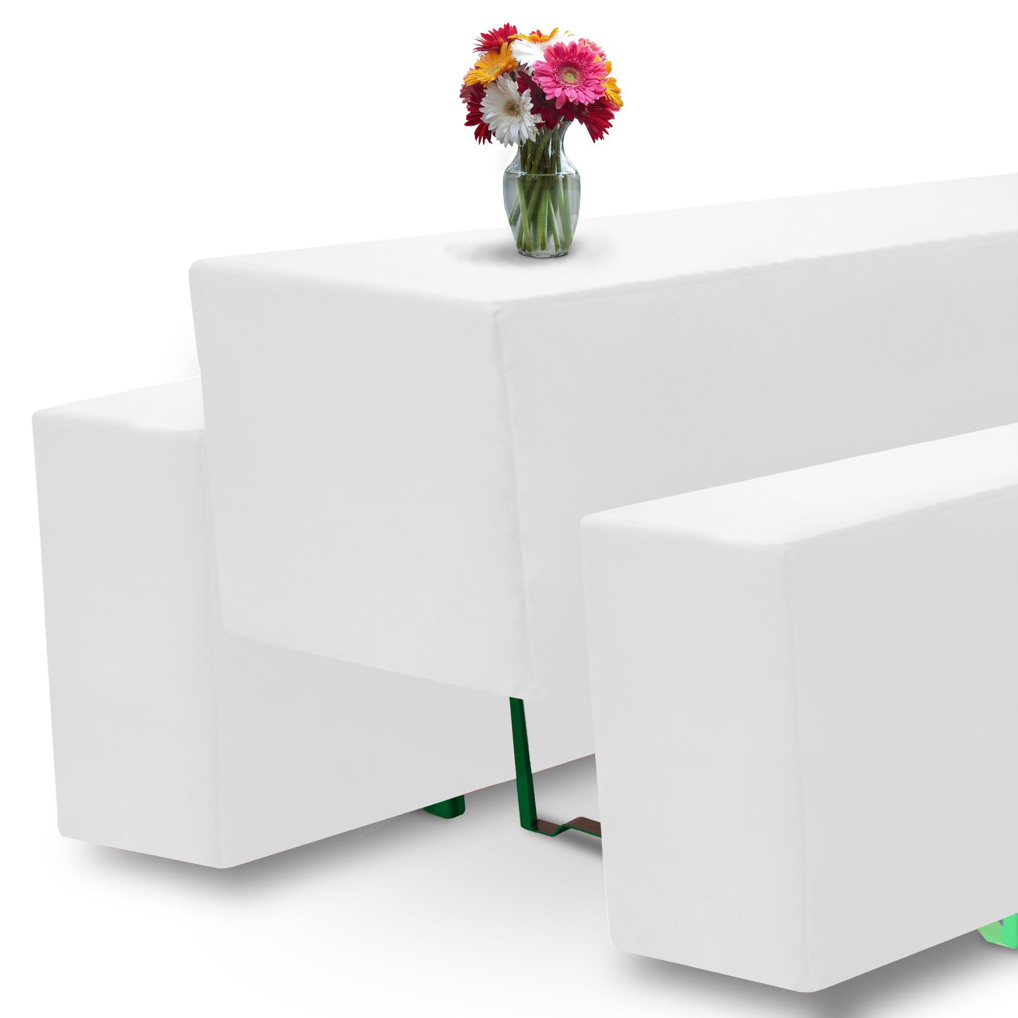 Beautissu Biertischhusse 3tlg Hussen Bierzeltgarnitur Set Halblang für 50 cm Wieß, Edles Hussen Komplettset 50 cm breite Festzeltgarnitur