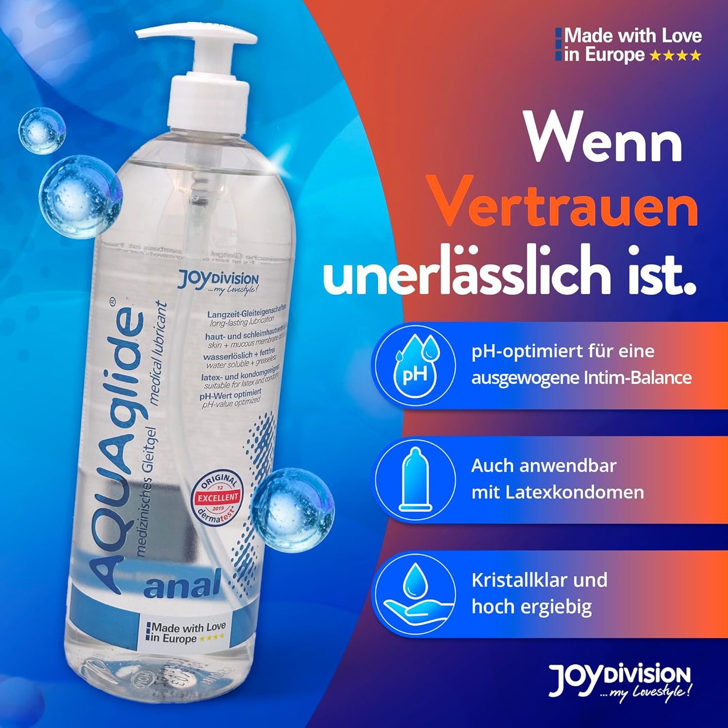 JOYDIVISION Analgleitgel AQUAglide Anal, wasserbasierend, kristallklar, extra viskos, wasserbasierend