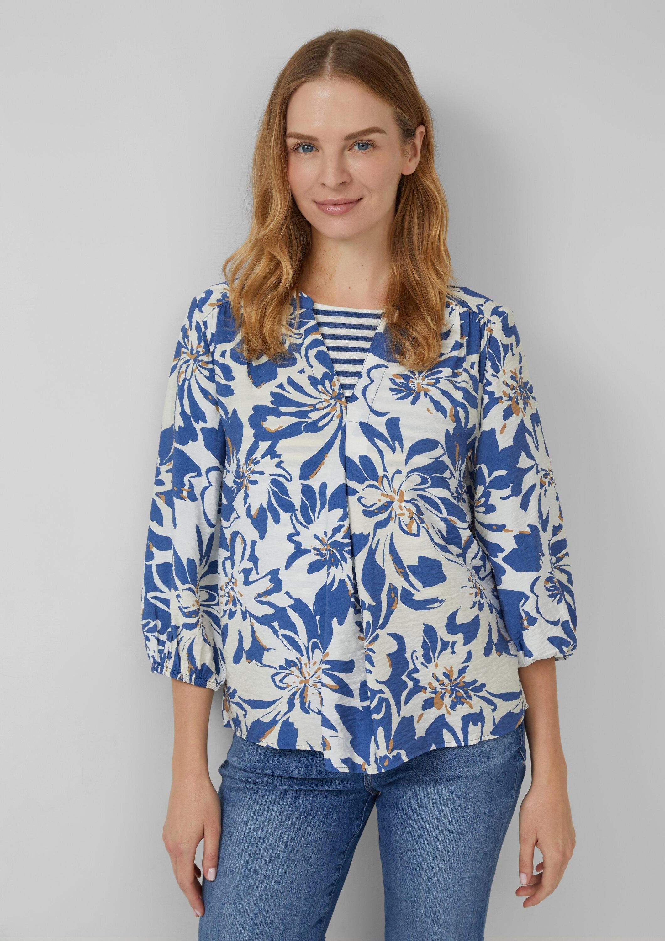 s.Oliver Kurzarmbluse Bluse Viskosemix-Bluse im Relaxed Fit mit Raffung günstig online kaufen