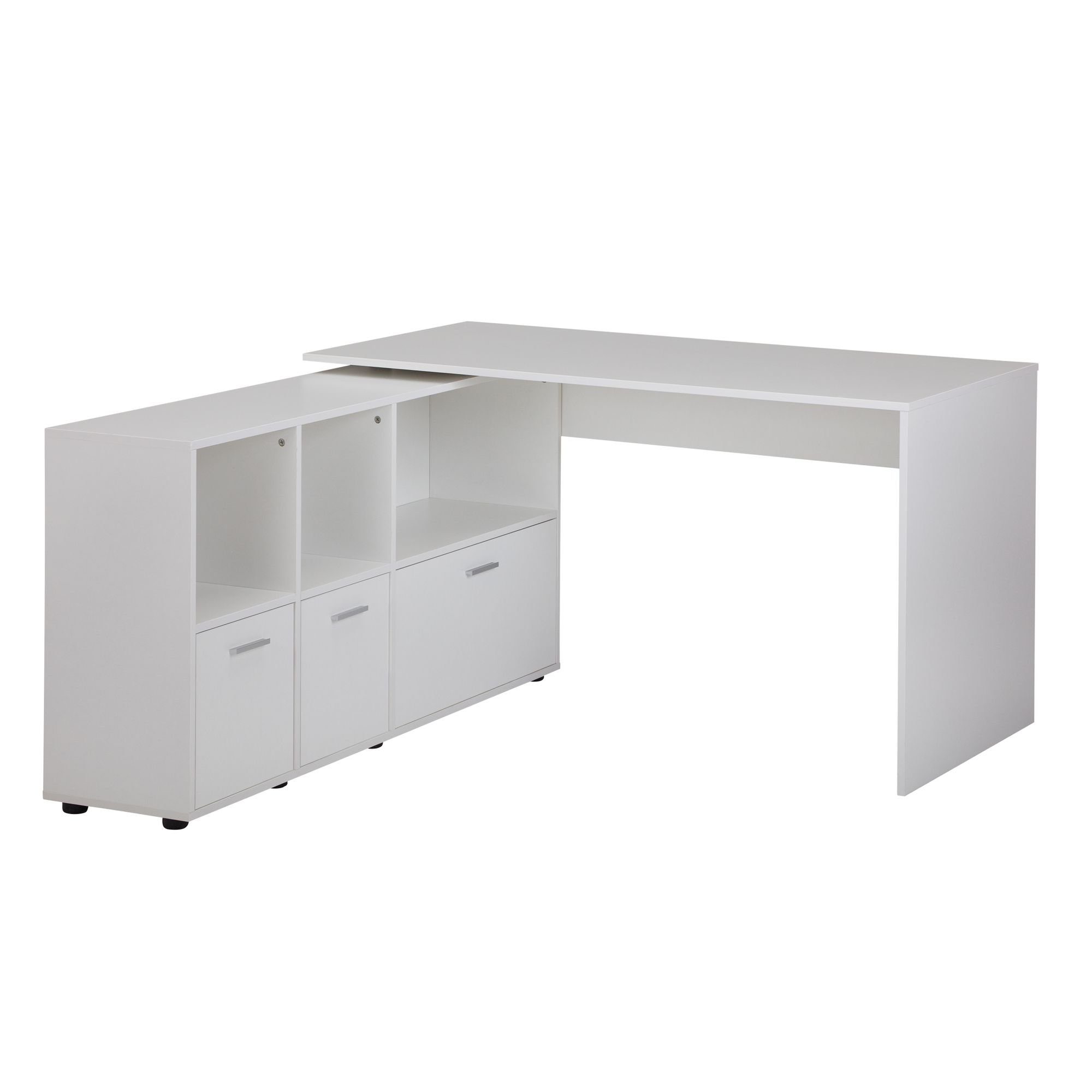 Winkelschreibtisch cm, 75,5 Büro Tisch x mit Weiß, 155,5 75,5 Schreibtischkombination Sideboard, Office, 155,5 x möbelando 136 Schreibtischkombination cm x 136 Schreibtisch Modern Home Schreibtisch x