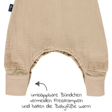 Alvi® Schlafsack Sand-Beige, Baby Sommer Schlafsack mit Füßen / Sleep-Overall Gr. 70 - Baumwolle