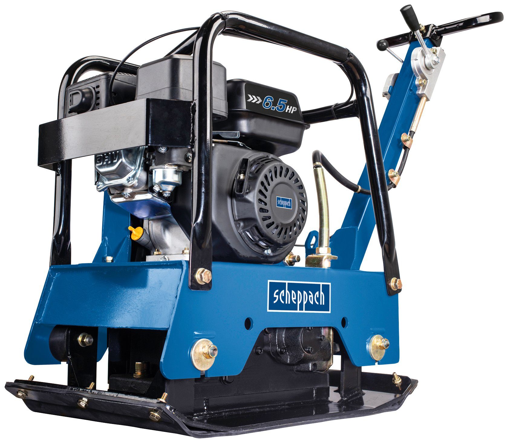 Scheppach HP2500S vibratory plate compactor, max. 4300 rpm, (LxW) 63x43 cm, including rubber mat for paving work