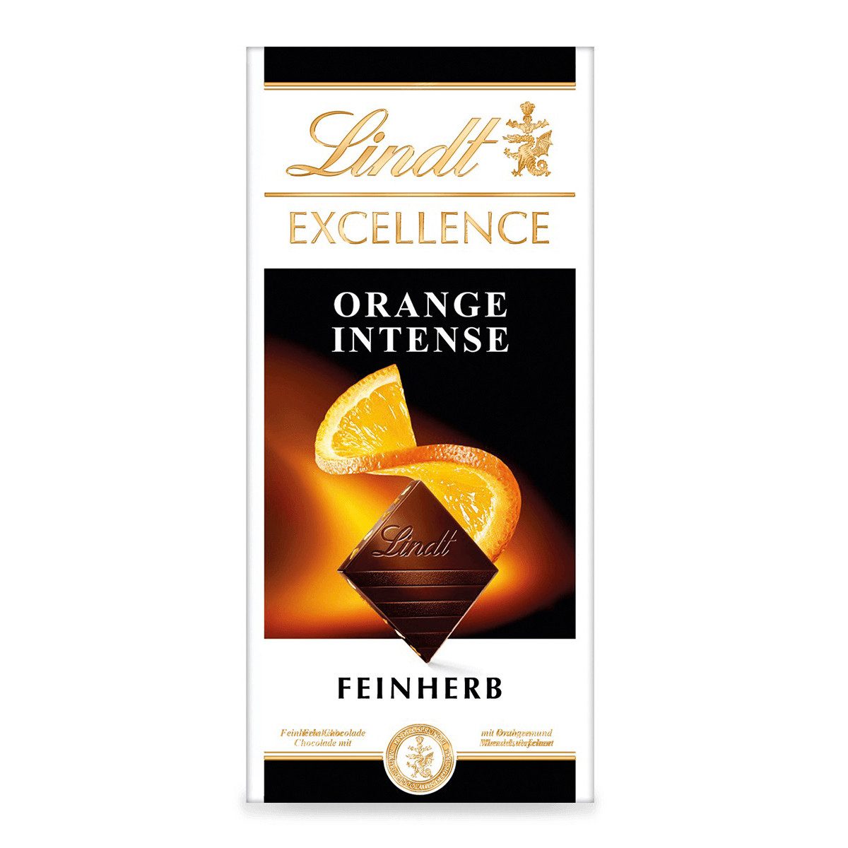LINDT Schokolade, Lindt Excellence Orange mit zarte Orangenstückchen und Mandeln 100g