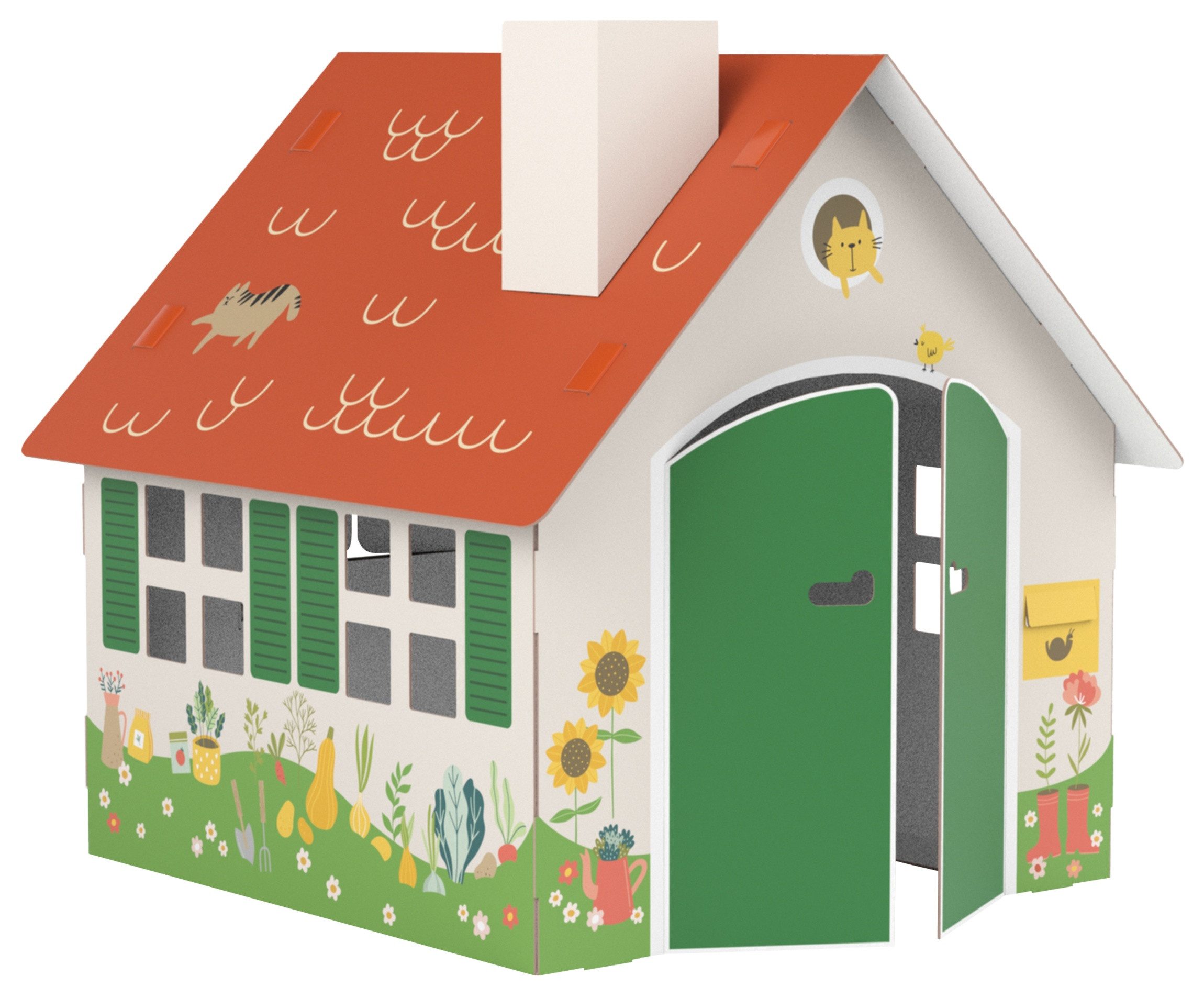 FOLDZILLA Spielhaus XXL Spielhaus Gartenhaus, Einfacher Aufbau ohne Werkzeug