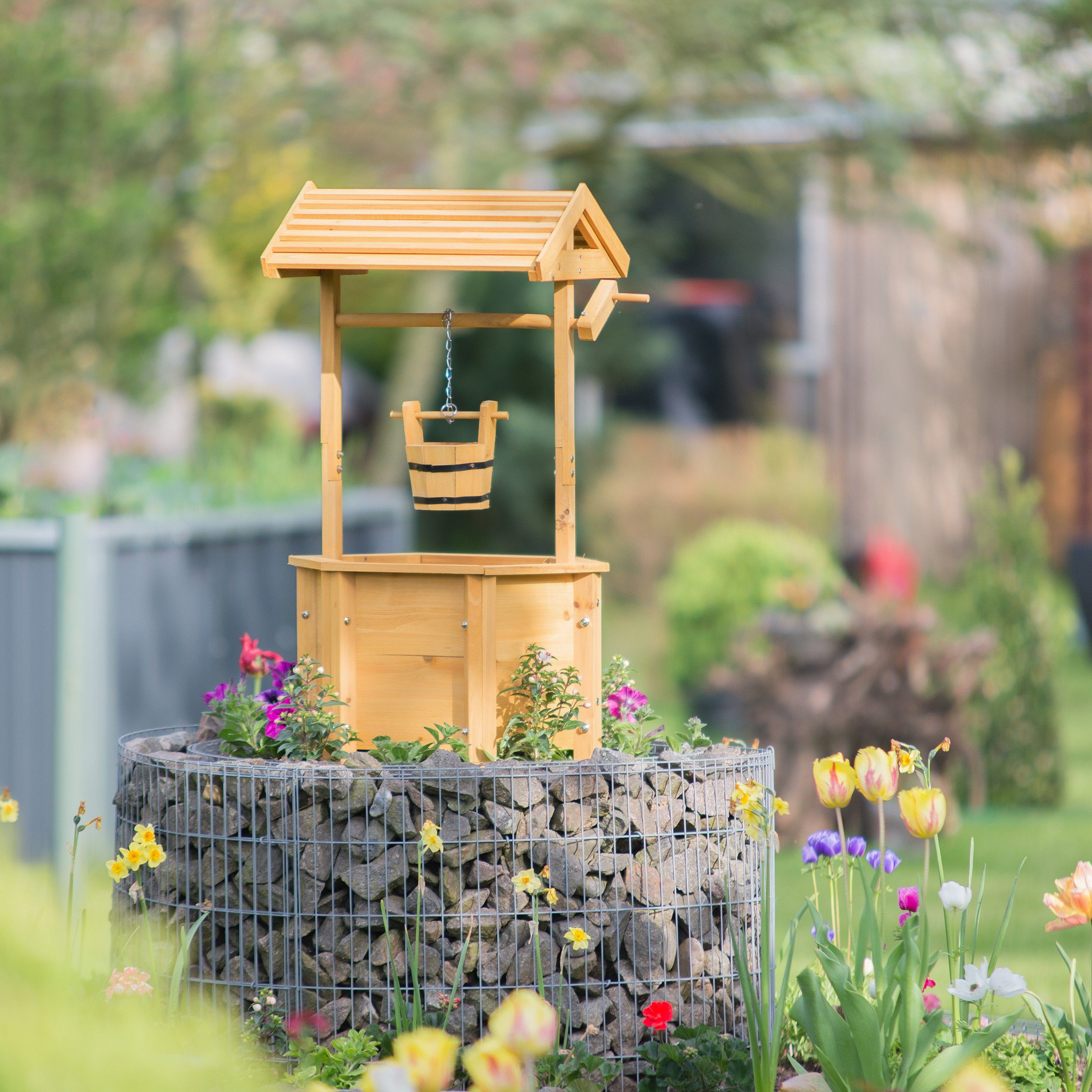 relaxdays Dekofigur Dekobrunnen Garten Holz günstig online kaufen