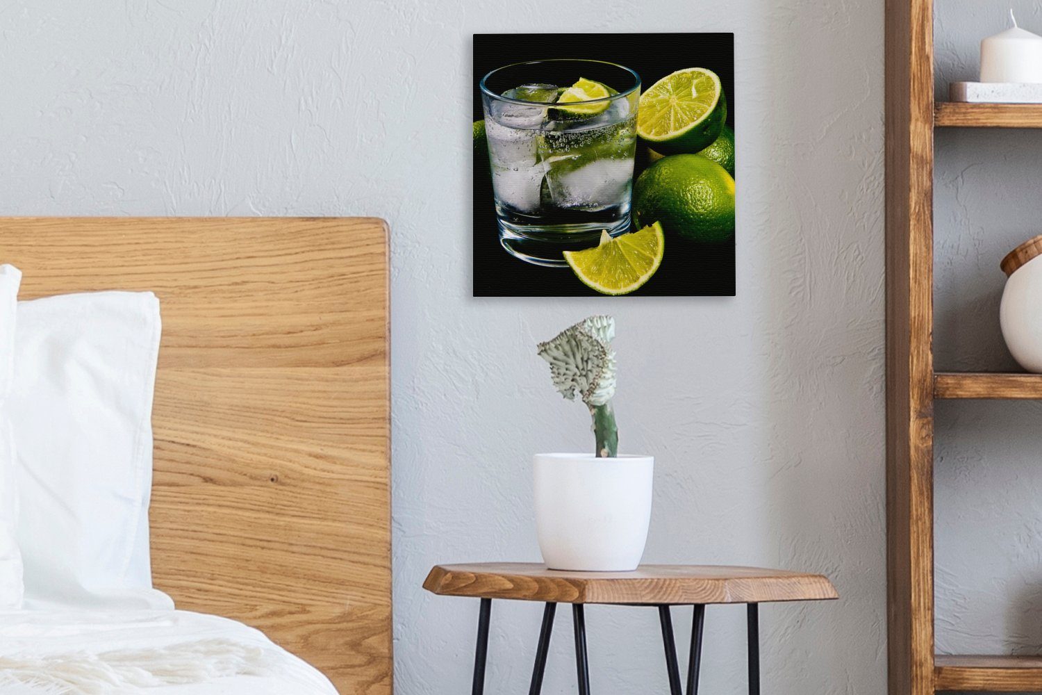 Leinwand Bilder umgeben Schlafzimmer (1 Tonic auf St), Limetten, für Glas Eis, Gin OneMillionCanvasses® von Leinwandbild Wohnzimmer