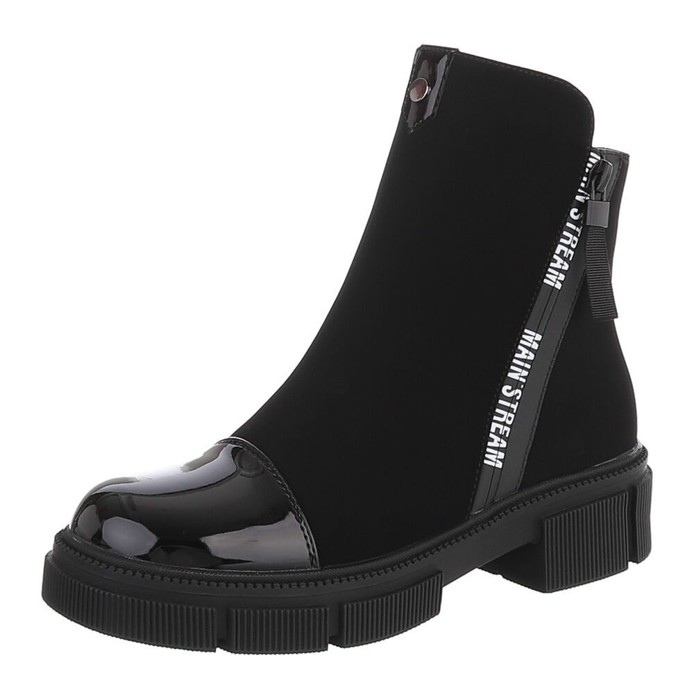 Ital-Design Damen Knöchelstiefel mit Blockabsatz und Reißverschluss Plateaustiefelette (92497514) Blockabsatz Stiefeletten in Schwarz