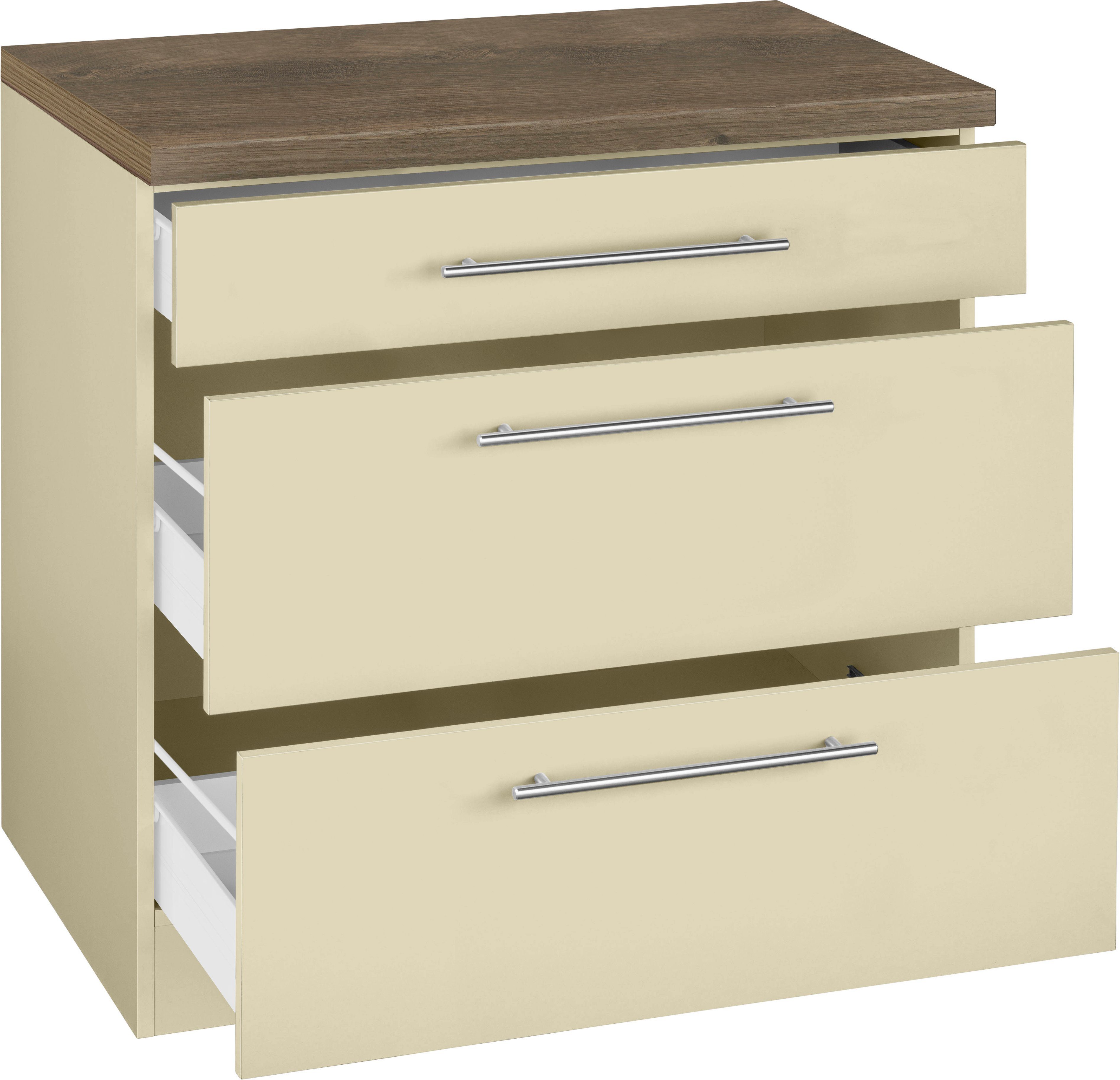 wiho Küchen Unterschrank Unna 90 cm breit, mit 2 großen Auszügen