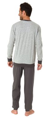 Normann Pyjama Herren Schlafanzug langarm mit Bündchen in zeitloser Minimal-Optik