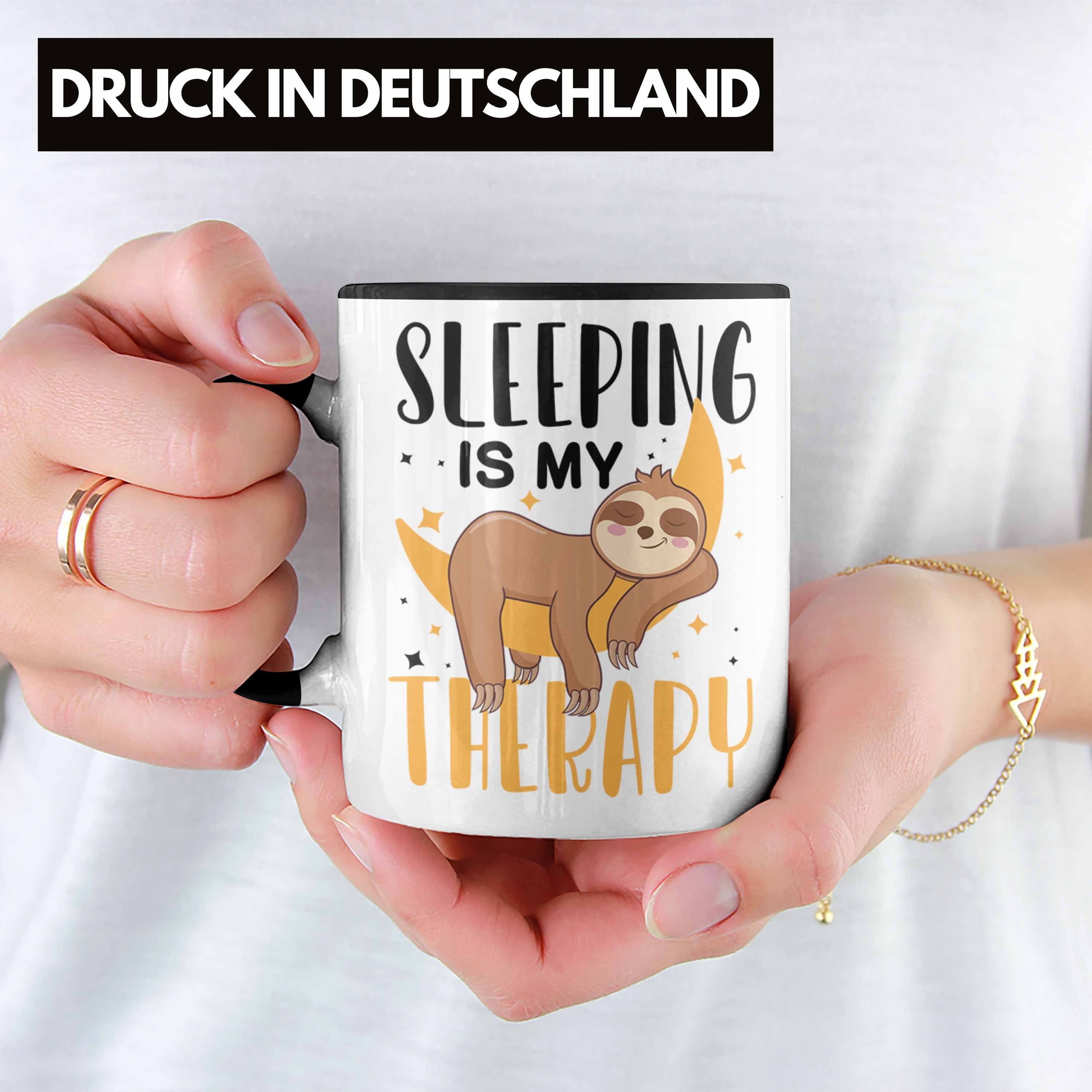 Tasse My Schwarz Is - Geschenk Sleeping Faultier Therapy Trendation Tasse Trendation