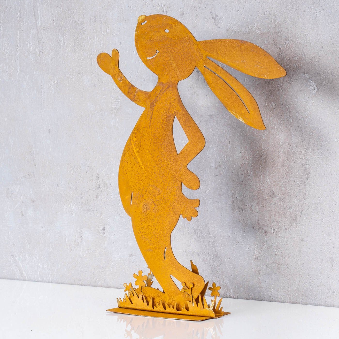 Levandeo® Osterhase, Hase H24cm Rost Metall Aufsteller Tischdeko Osterhase Figur