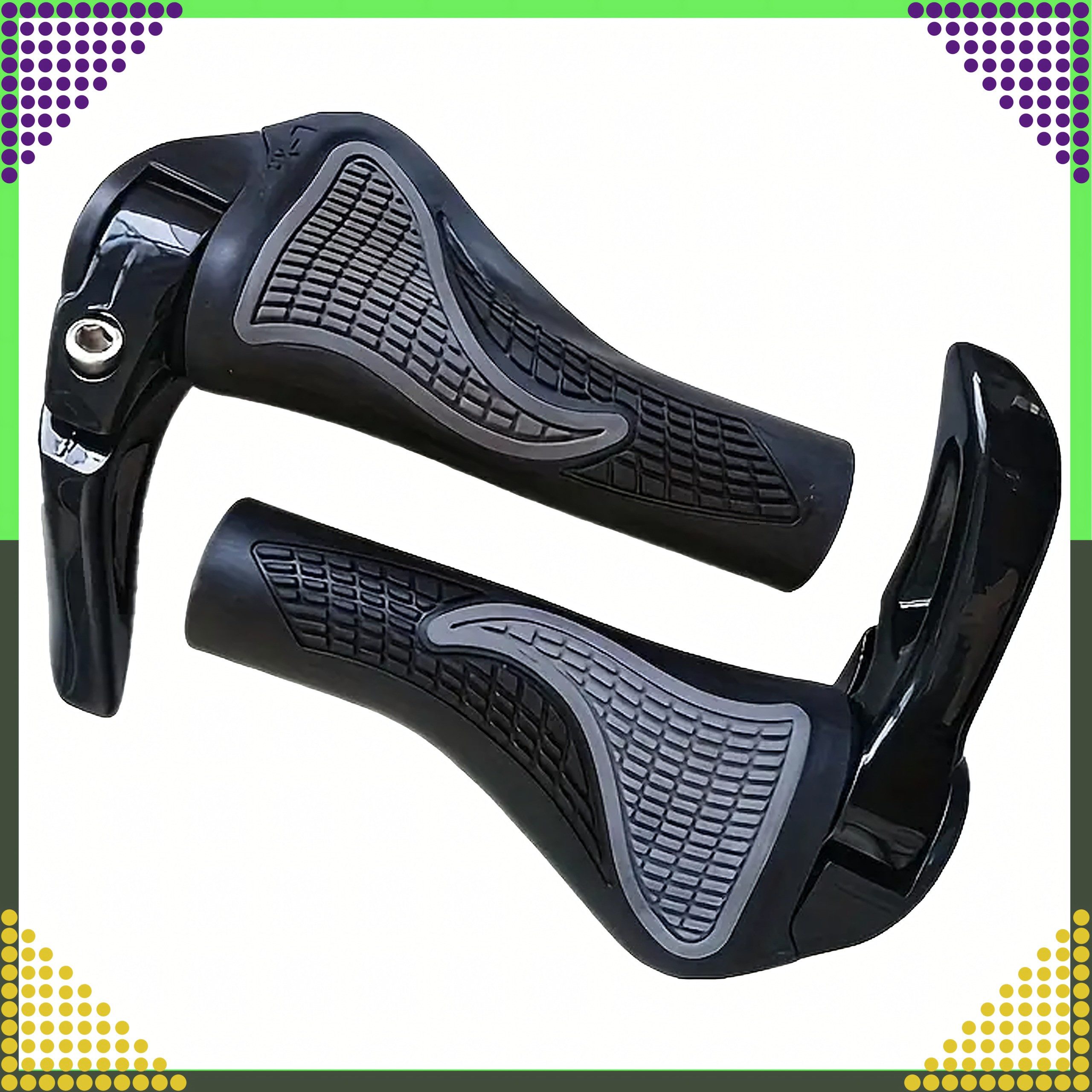 Realb2b Fahrradlenkergriff Fahrradgriffe mit Ecken ergonomisch rutschfest Aluminium MTB 2-teilig (Lenkergriff-Set für MTB, Trekking und E-Bike aus Gummi und Alu – Bild 2 von 5
