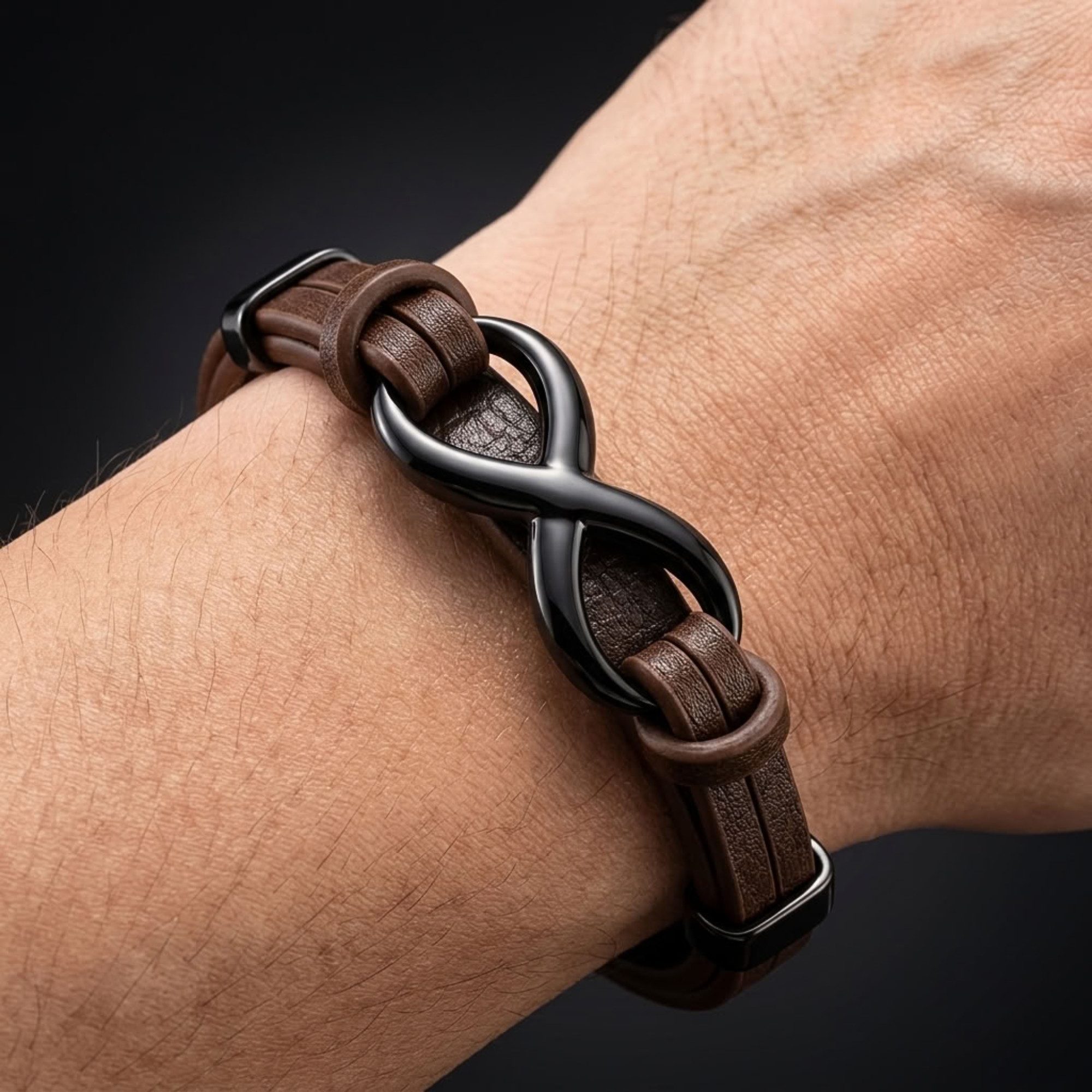 UNIQAL.de Lederarmband Unendlichkeit Leder Armband "INFINITY" Herren (Edelstahl, Echtleder, Casual Style, Handgefertigt), Designed in Germany – Bild 5 von 5