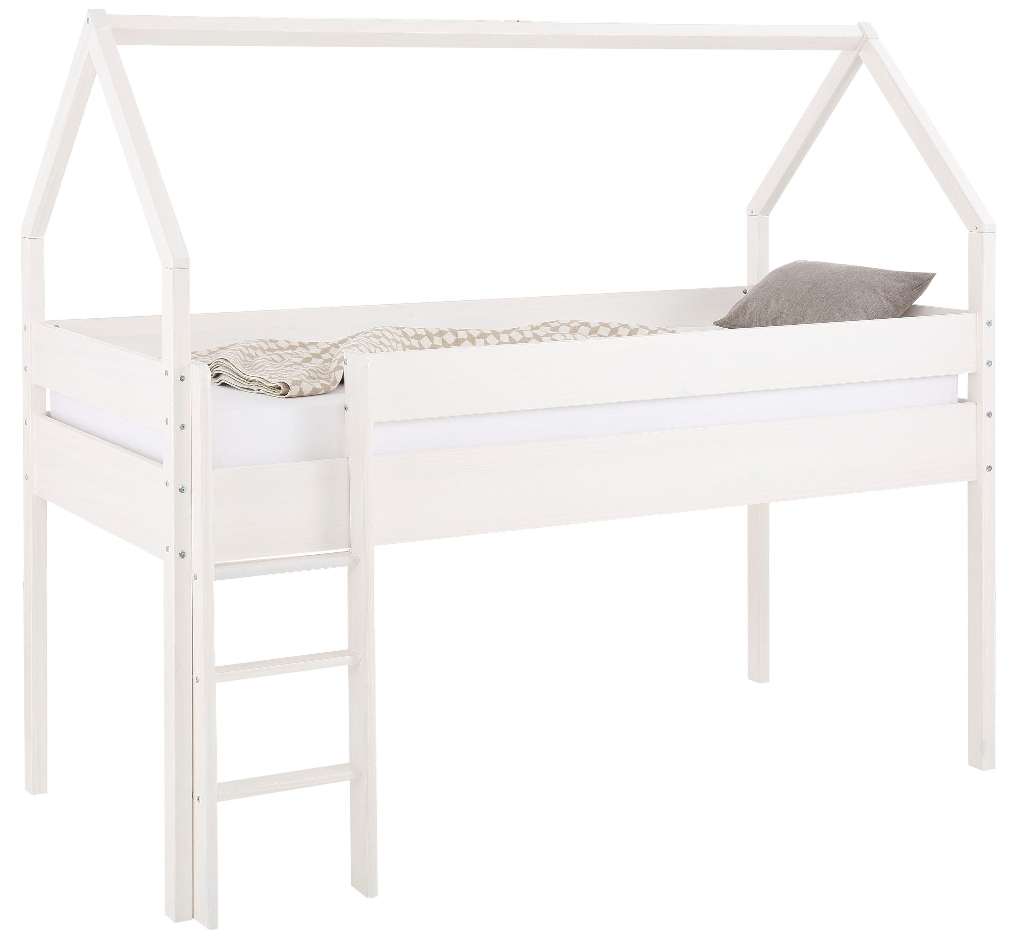 OTTO home Kinderbett Alpi, aus Kiefernholz, in einer Haus-Optik Form, Liegefläche 90x200 cm